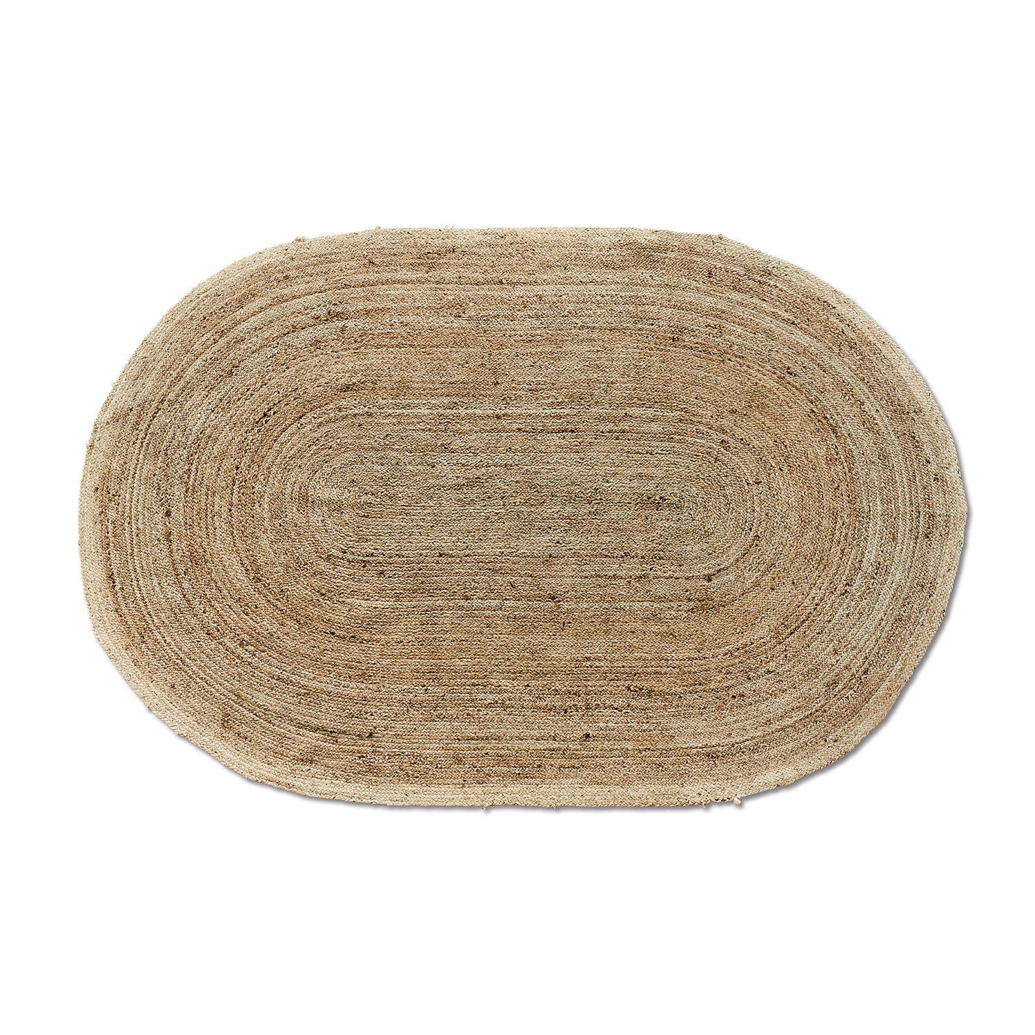 Tappeto Ausone Tappeto ovale in juta naturale beige, perfetto per interni eco e boho.