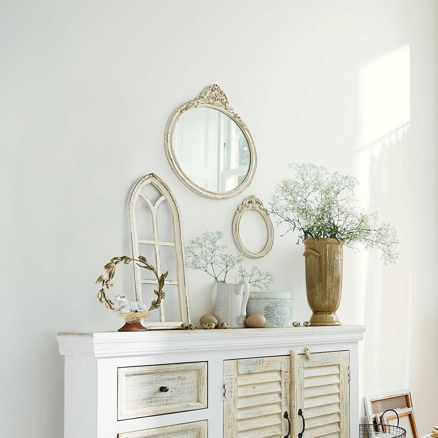 Set di specchio e 2 finestrelle decorative Morilev