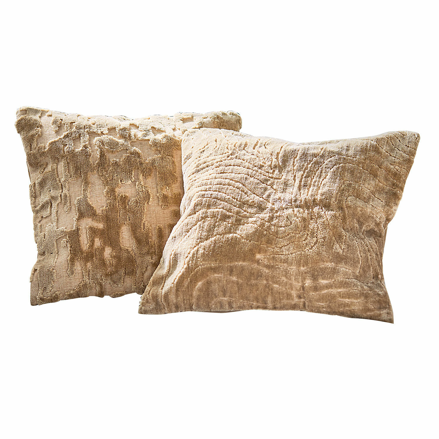 Coppia di copricuscini Doranza Set di due cuscini decorativi beige in tessuto morbido e strutturato, cuscini per soggiorno