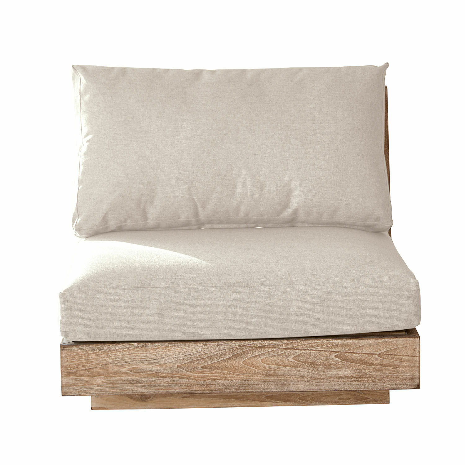 crema/marrone Elemento divano Courtelevant con tessuto crema e base in legno marrone per soggiorno