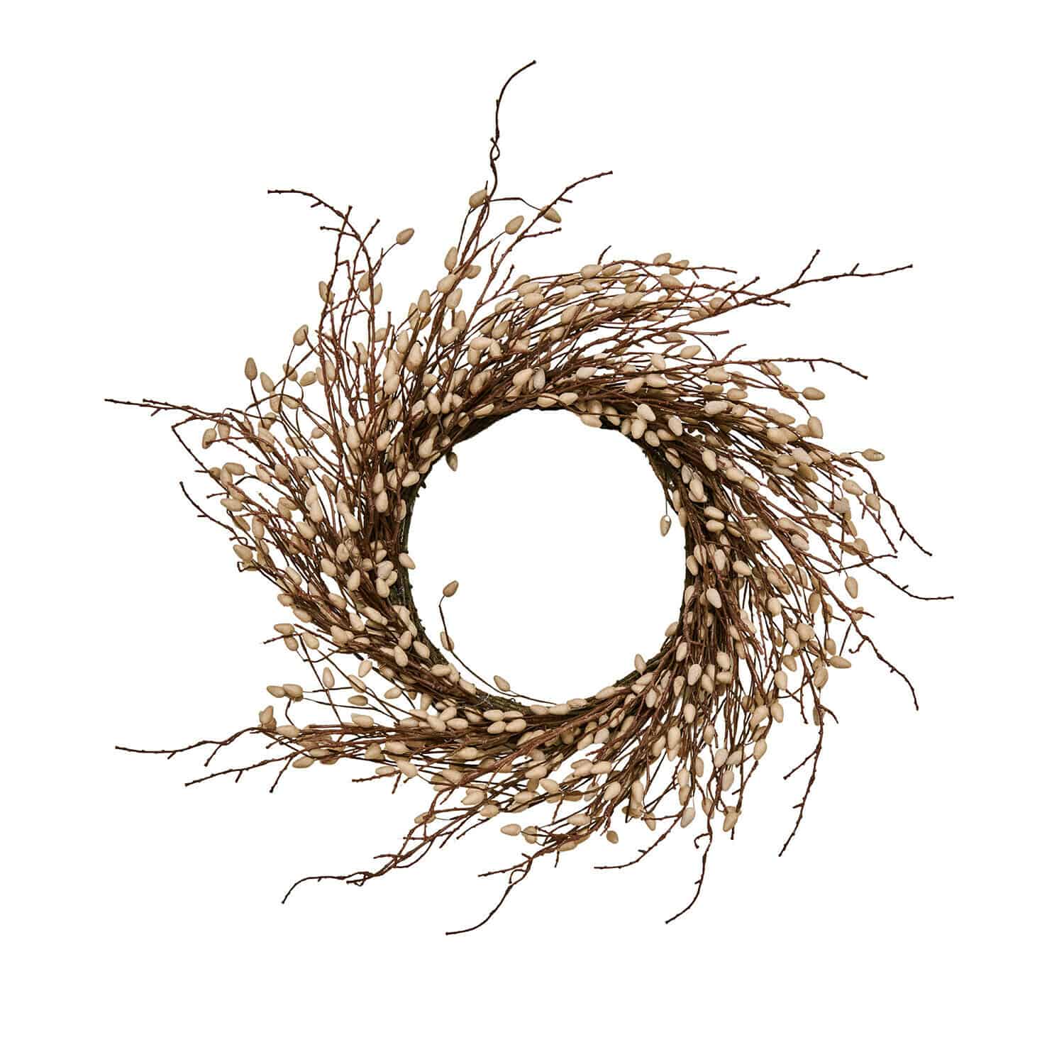 Corona naturale di rami con gemme chiare per decorazioni d'interni e stagionali