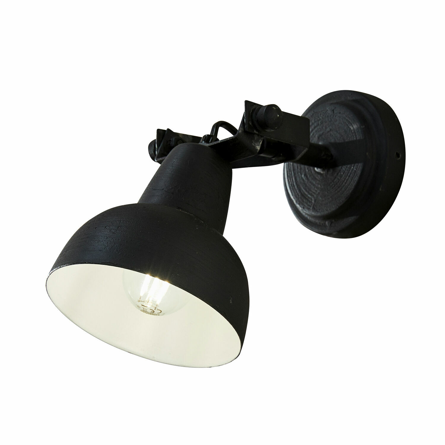 nero Applique da parete nera Rieke in metallo con interno bianco, illuminazione moderna per la casa