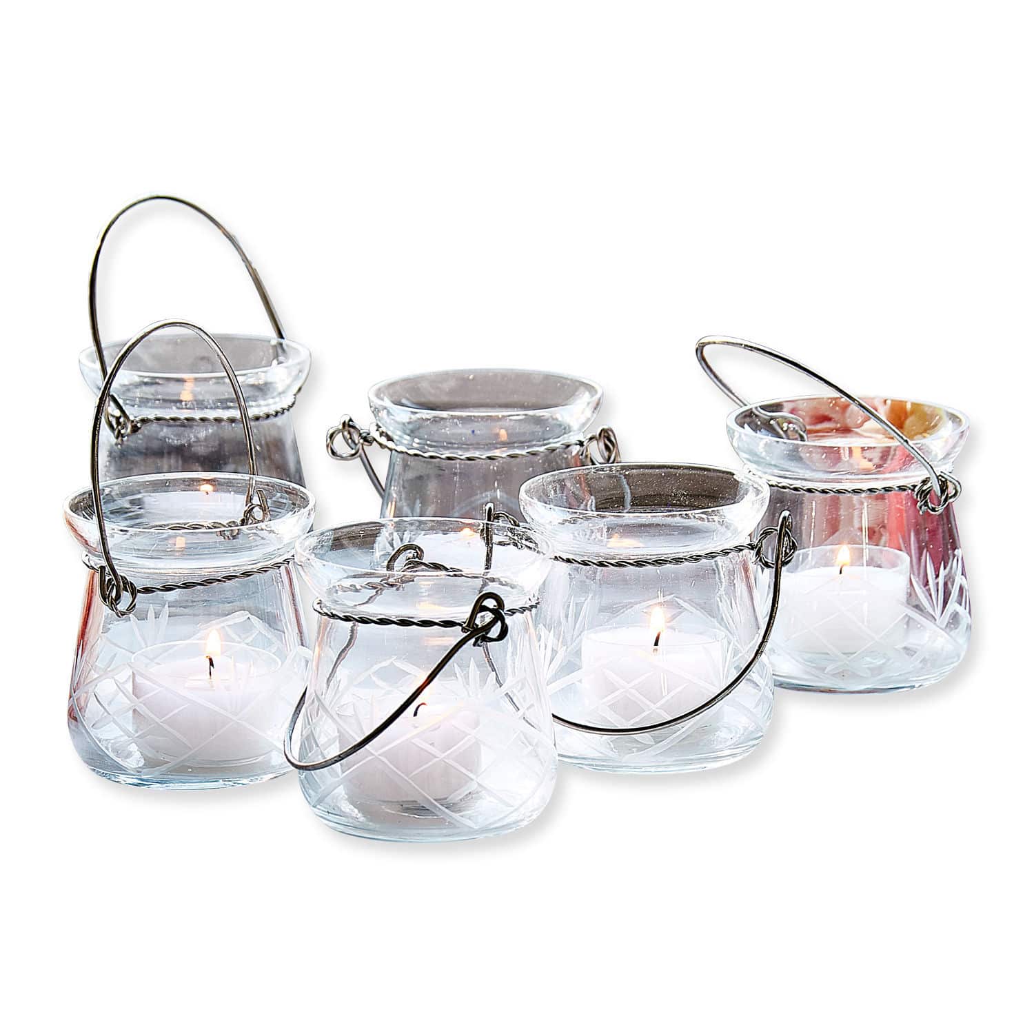 Set di 6 portalumini di vetro Mathilde