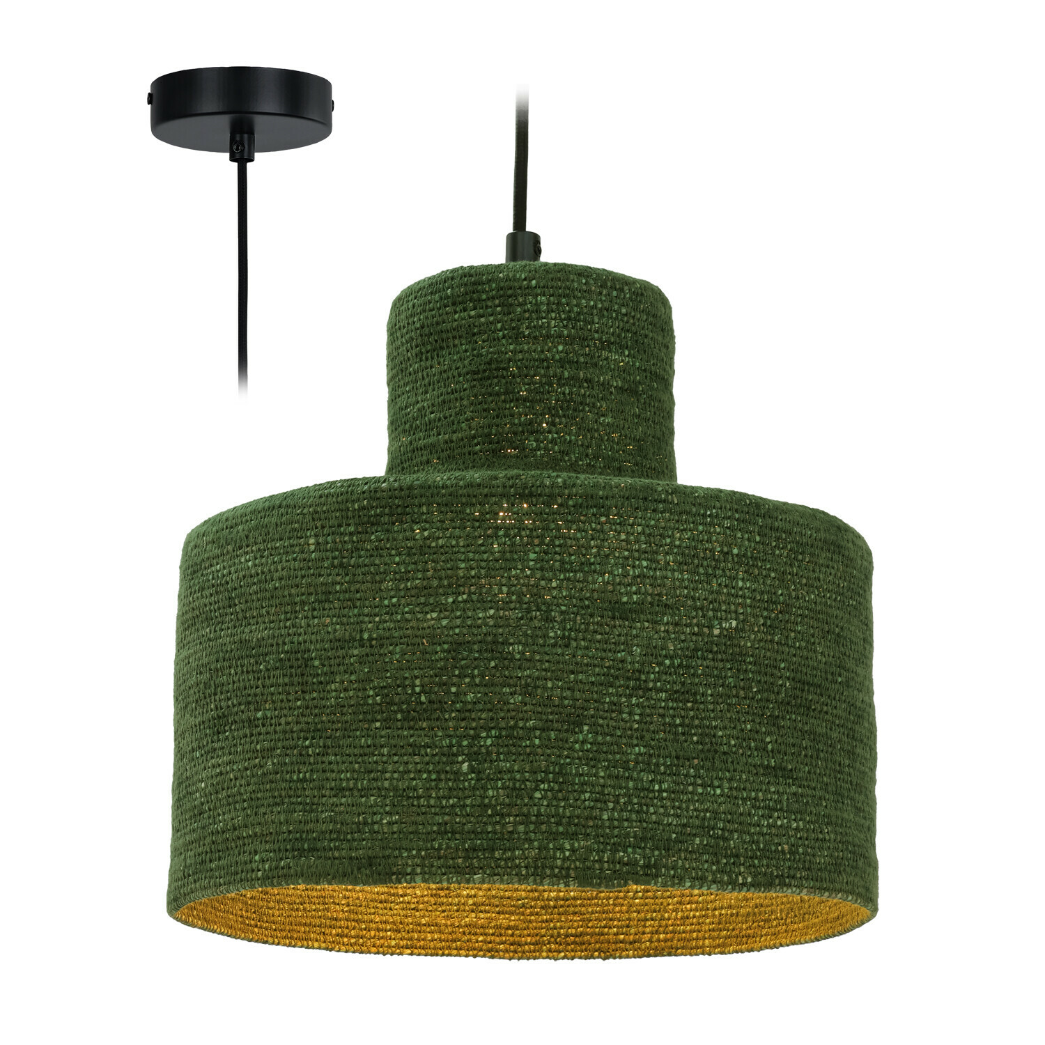 Lampada a sospensione Frostrup Lampada a sospensione verde in materiale intrecciato con interno giallo, illuminazione moderna per soggiorno