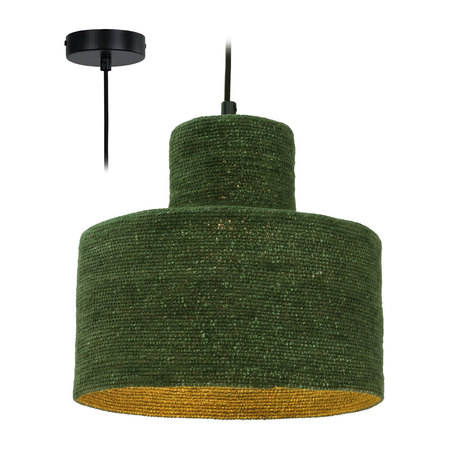 Lampada a sospensione Frostrup Lampada a sospensione verde in materiale intrecciato con interno giallo, illuminazione moderna per soggiorno
