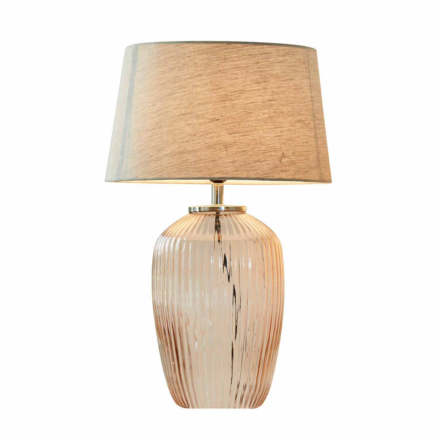 crema/rosa Lampada da tavolo Fenis con paralume crema e base in vetro rosa, illuminazione decorativa