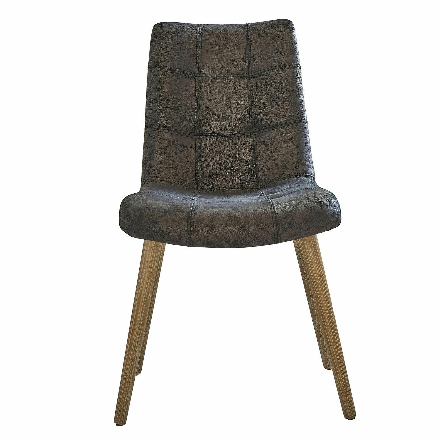 nero Sedia Vietri nera in ecopelle con gambe in legno, design moderno per sala da pranzo e soggiorno