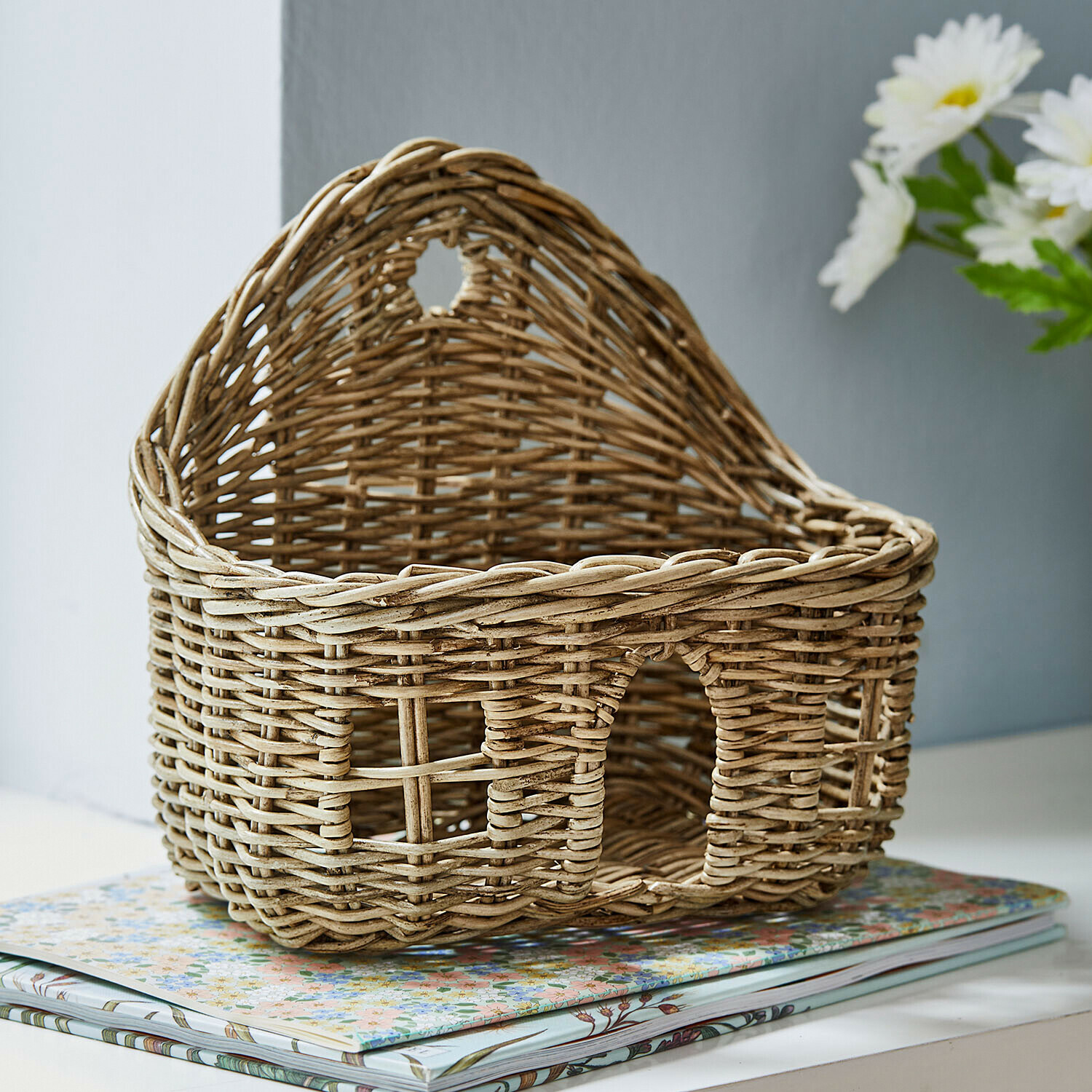 Cestino Tinytreasure Cesto in vimini a forma di casa colore naturale per decorazione e conservazione