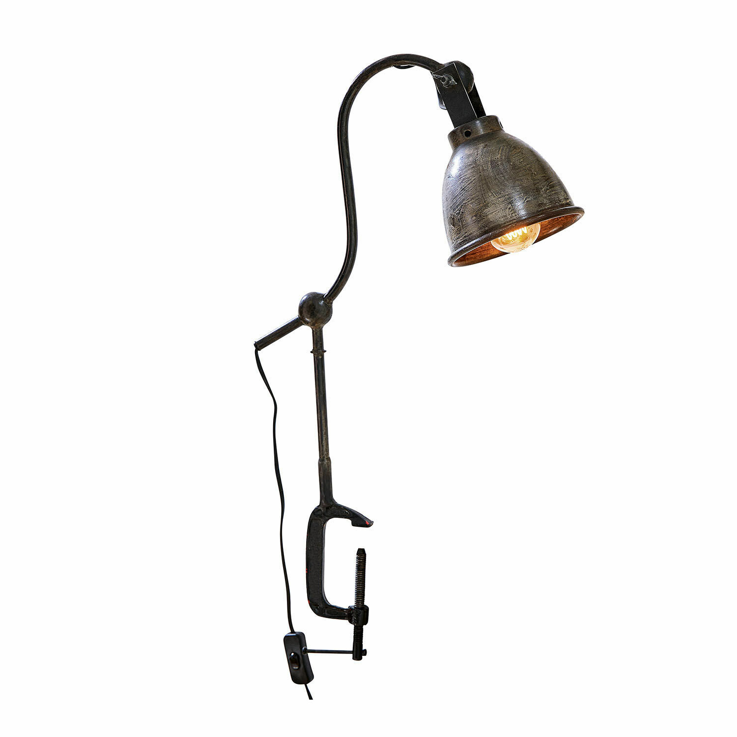 Lampada a morsetto Parkville Lampada in metallo nero con morsetto, regolabile per scrivania o mensola, illuminazione LED