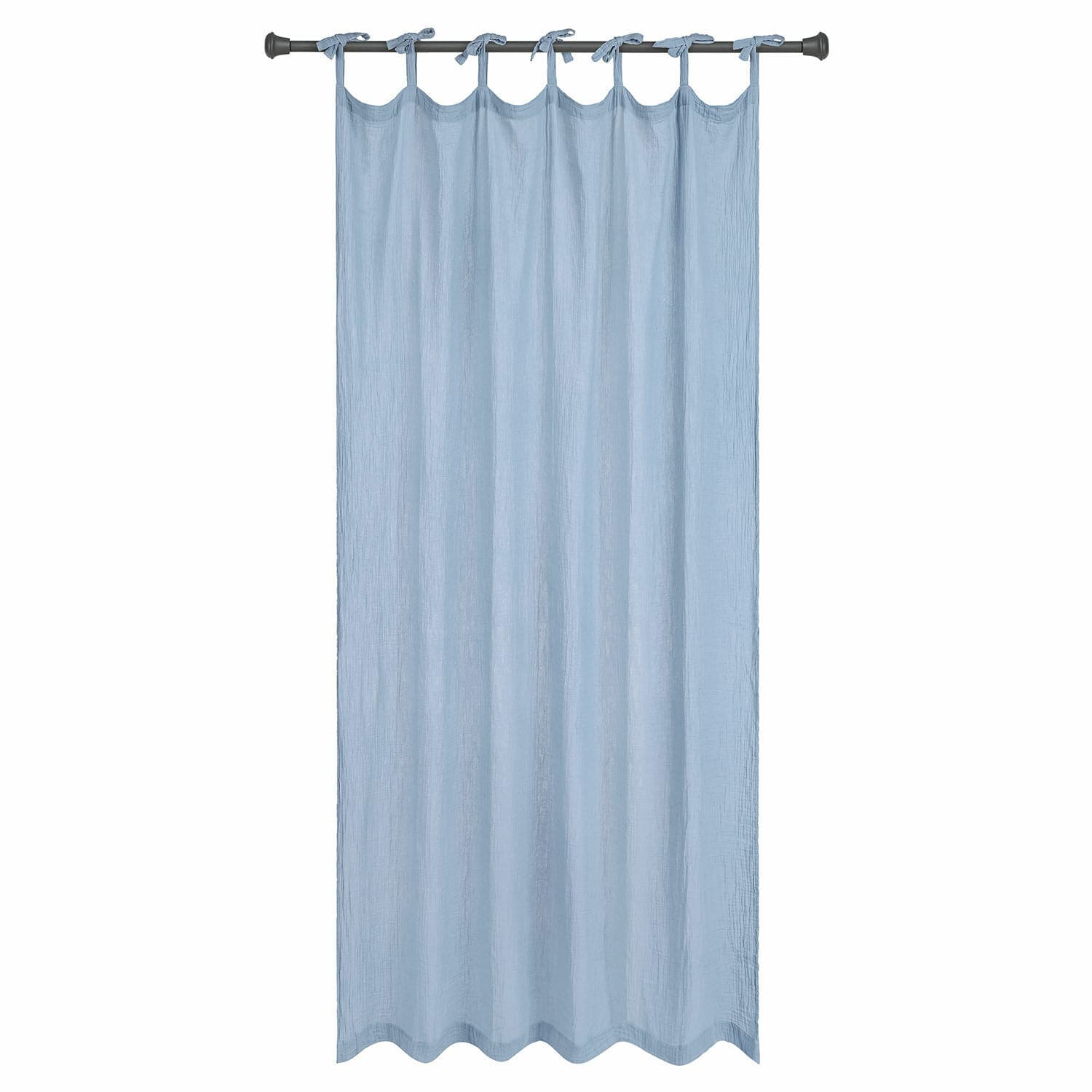 Tenda Valserino Tenda leggera in lino azzurro con anelli annodati, decorazione elegante per finestre