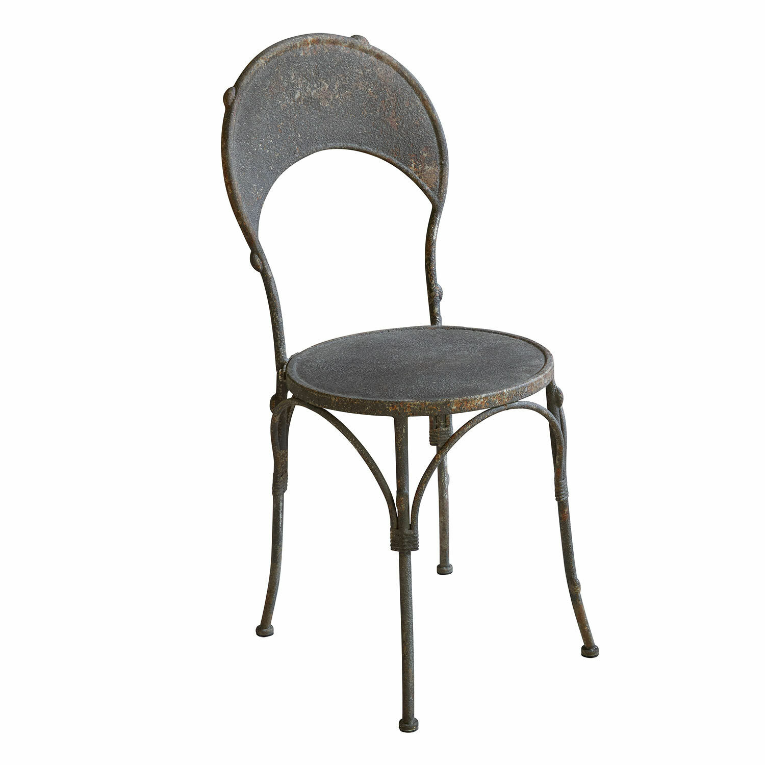 Sedia Delivora Sedia da giardino in metallo stile vintage con patina grigio scuro e seduta rotonda