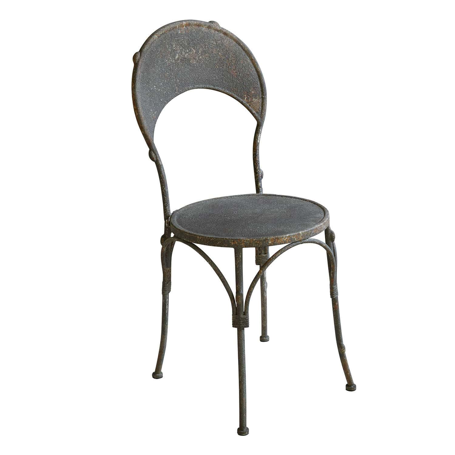 Sedia Delivora Sedia da giardino in metallo stile vintage con patina grigio scuro e seduta rotonda