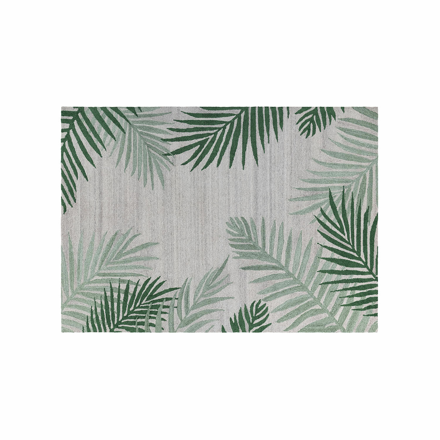 Tappeto per interni ed esterni Marly Tappeto grigio con foglie di palma verdi, decorazione d'interni con motivo naturale
