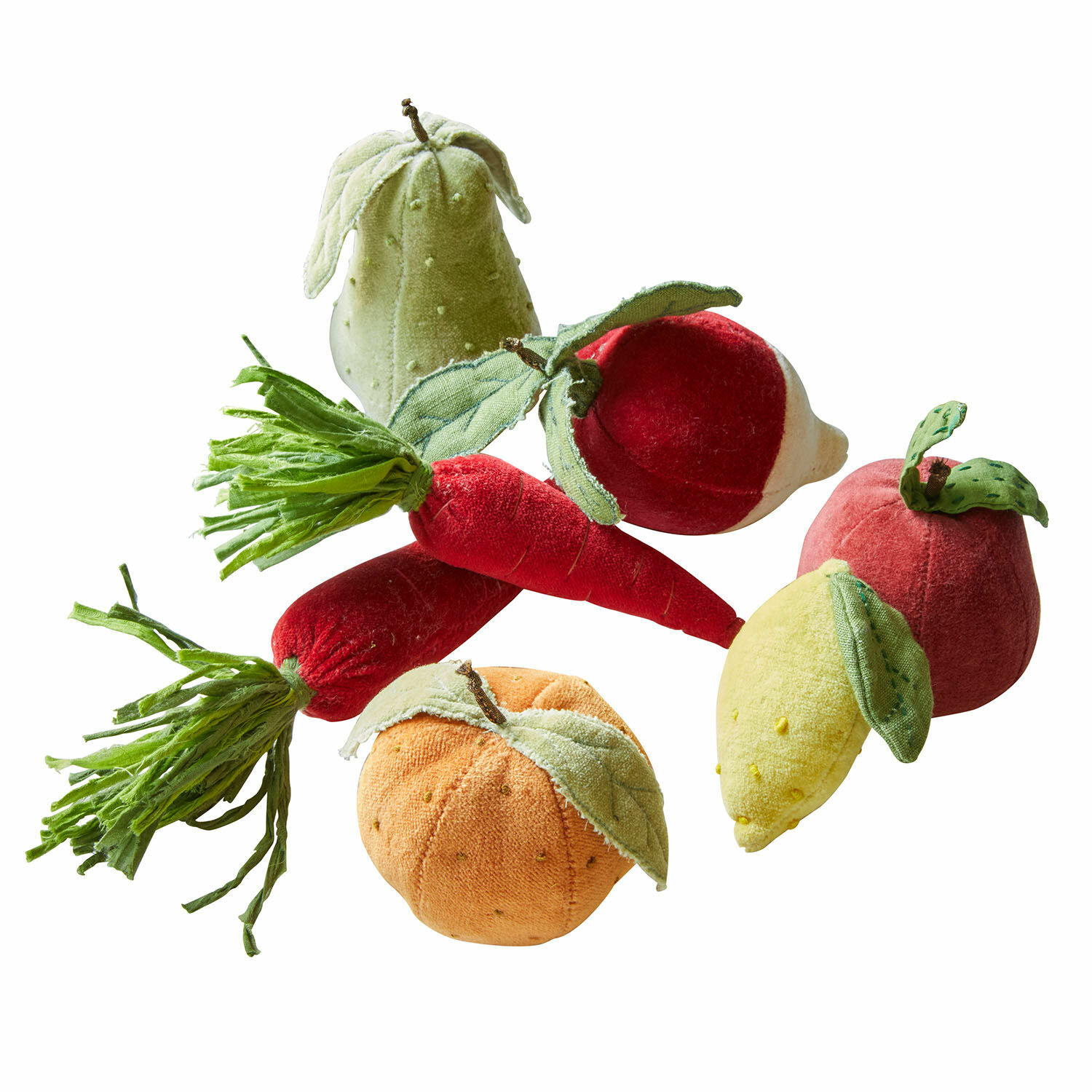 Set di 7 frutti e ortaggi di stoffa Mivola Set di frutta e verdura in peluche colorati per decorazione e gioco