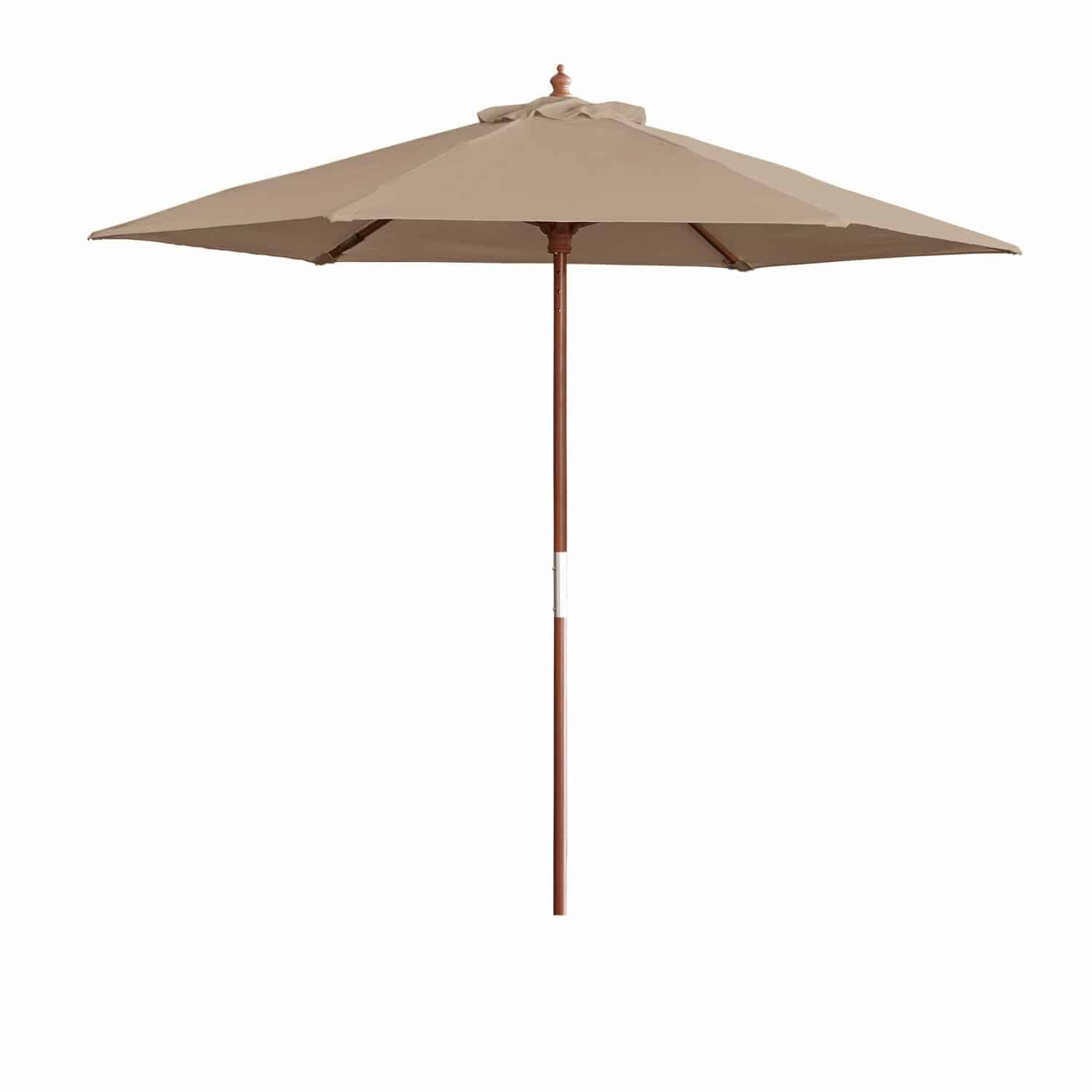 Ombrellone Enfield Ombrellone da giardino beige con struttura in legno, ideale per terrazza e giardino