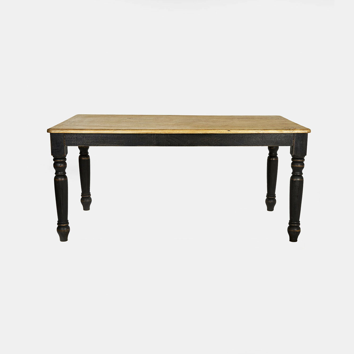 marrone/nero antico Tavolo Lisan in legno marrone e nero antico con gambe tornite, arredo classico per sala da pranzo