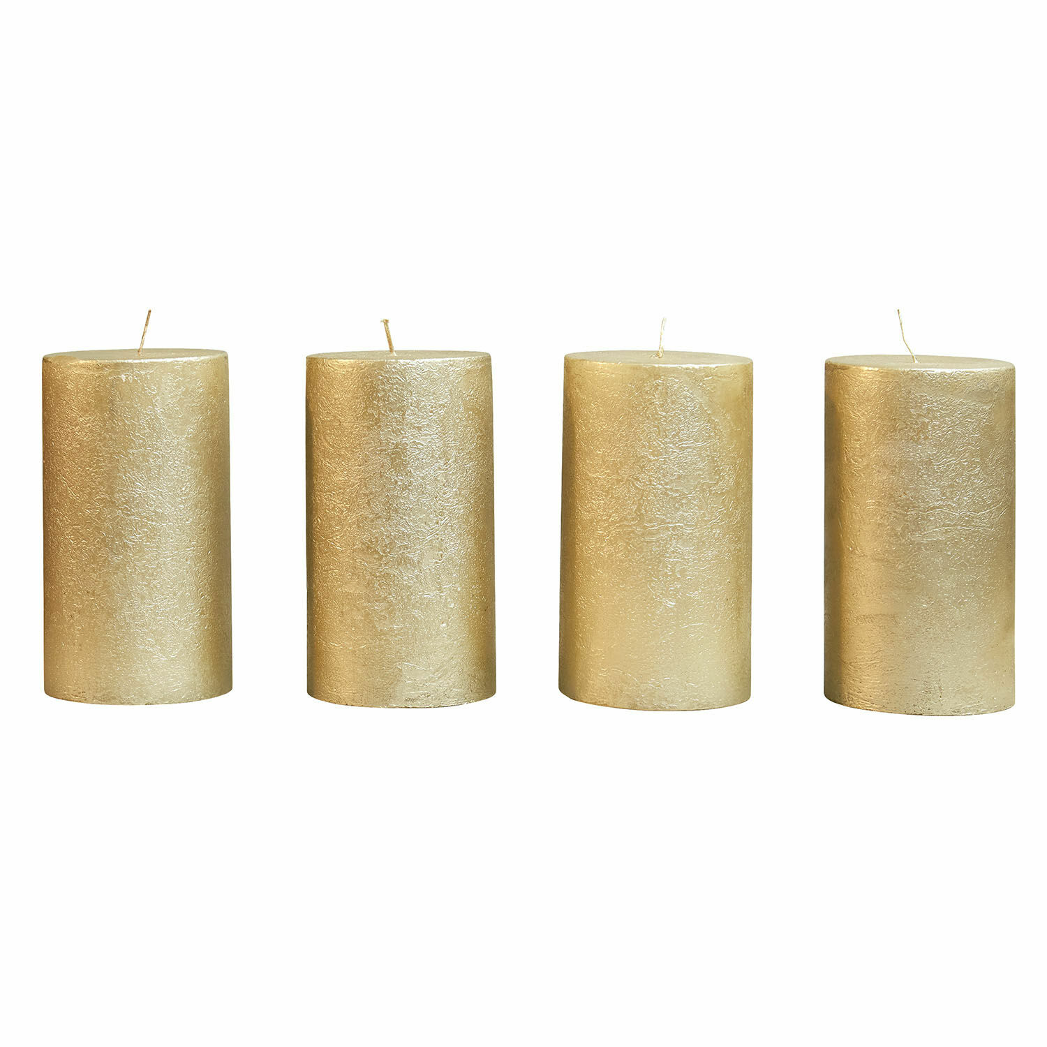 dorato Set di 4 candele dorate Braga con superficie strutturata, decorazione per interni