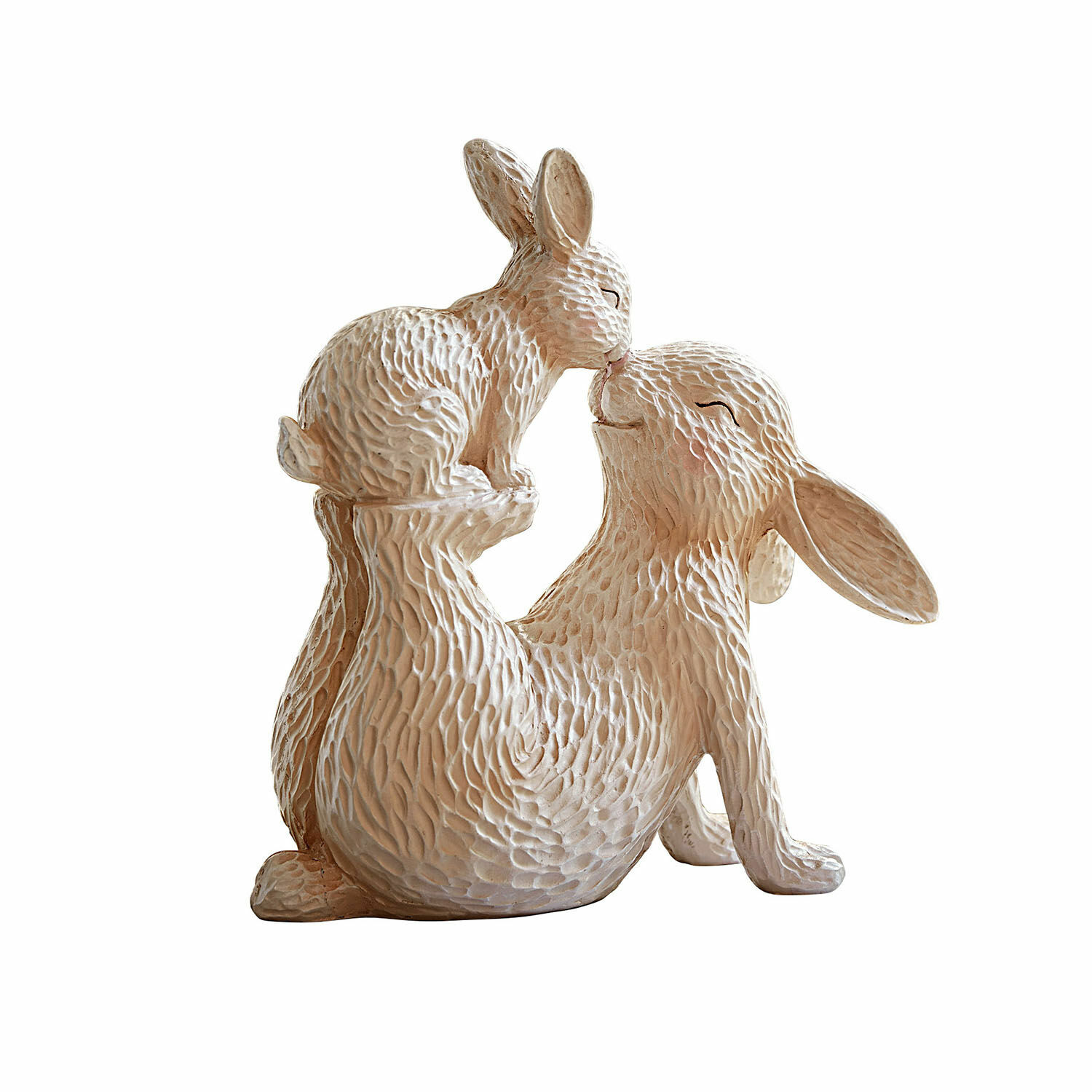 Coniglietto decorativo Trista Decorazione beige in resina con due conigli affettuosi, ornamento primaverile per la casa