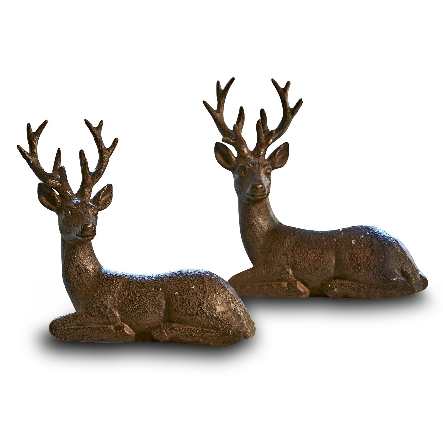 Coppia di cervi Janville Coppia di cervi decorativi marroni in metallo per arredamento interno ed esterno
