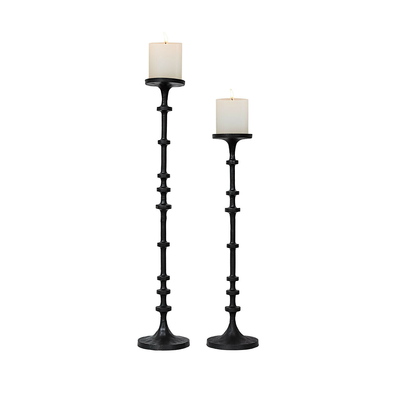 Coppia di candelieri Reville Set di due candelabri in metallo nero con candele bianche, decorazione d'interni, illuminazione