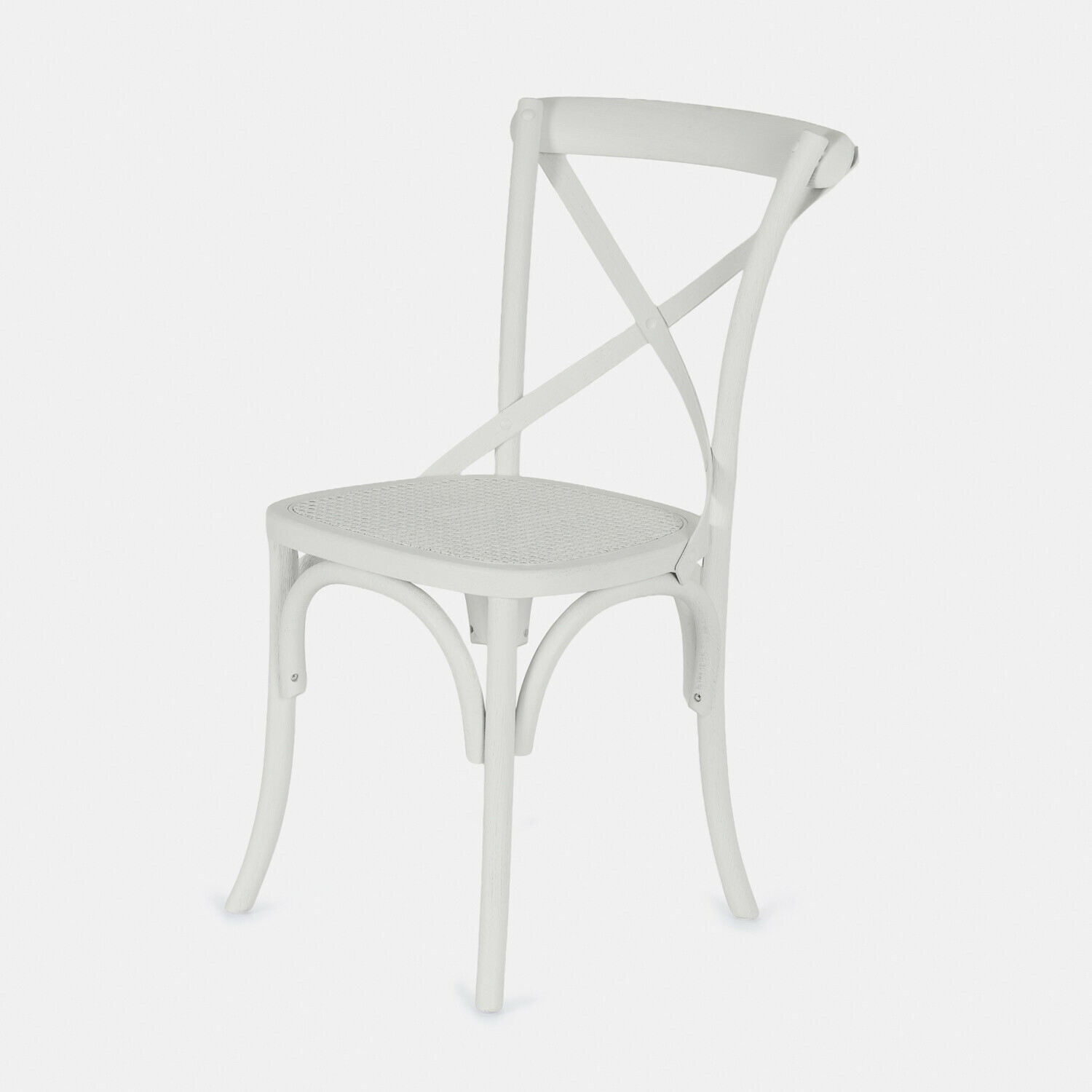 bianco antico Sedia Kary bianca in legno con seduta intrecciata, design classico per sala da pranzo