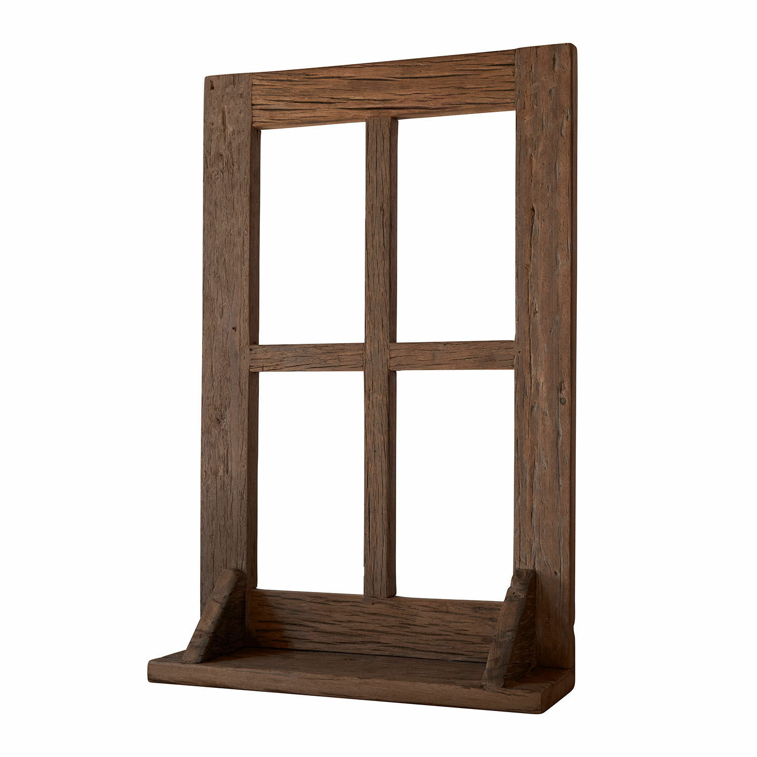 Finestra decorativa Rowenyl Cornice rustica in legno marrone con mensola, decorazione vintage per interni in legno naturale