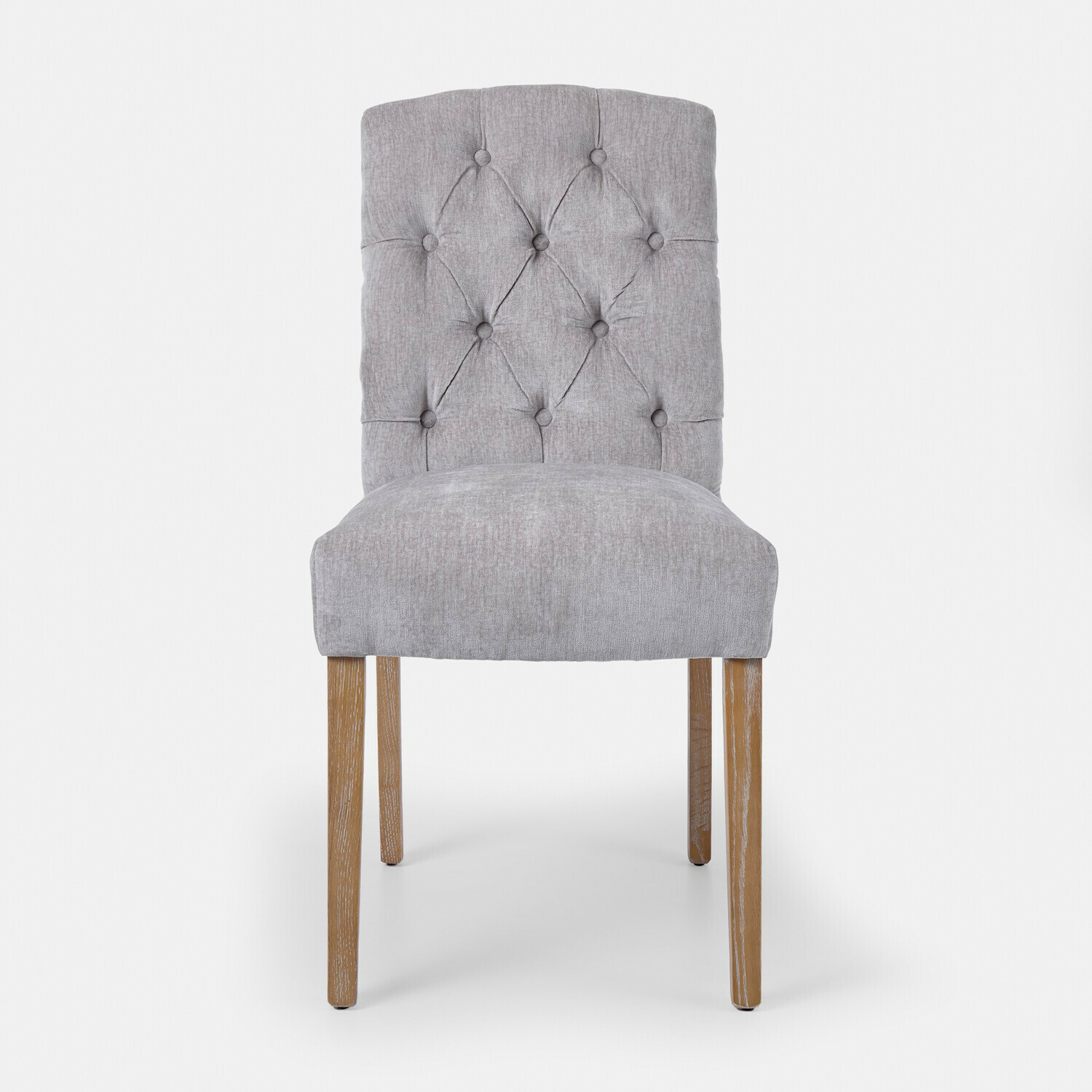 grigio Sedia Fulden grigia imbottita con gambe in legno, comoda ed elegante per sala da pranzo