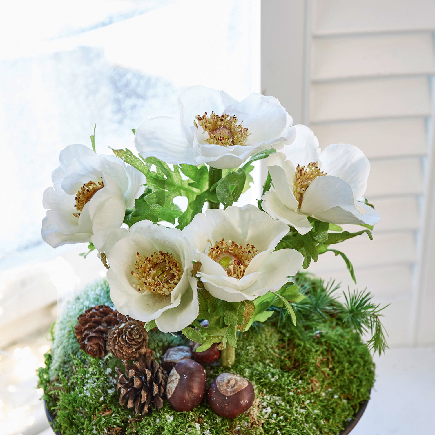 Set di 5 rose di Natale decorative Grain
