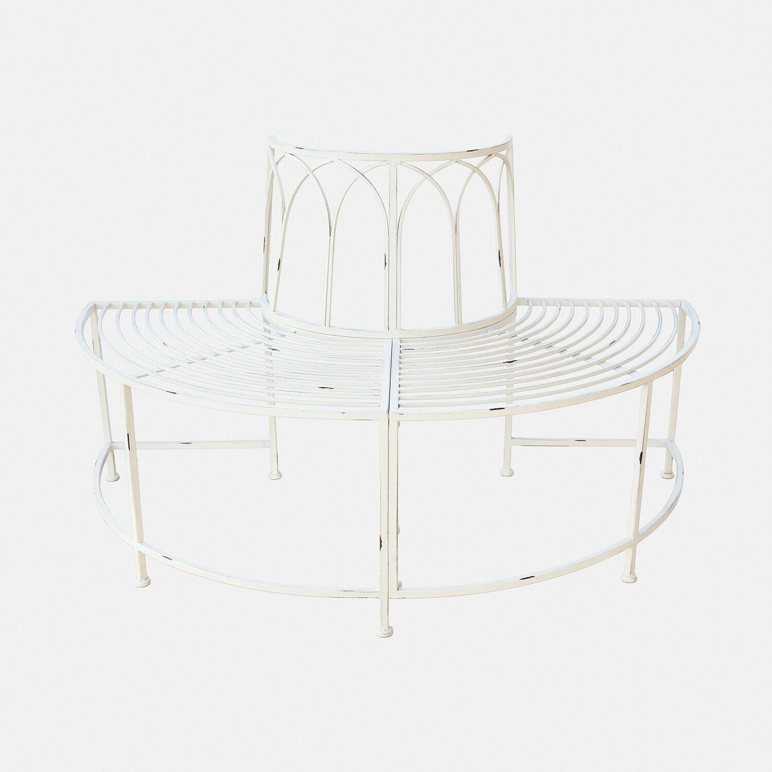 bianco antico Panchina Sherburne in metallo colore bianco antico, ideale per giardino o terrazza