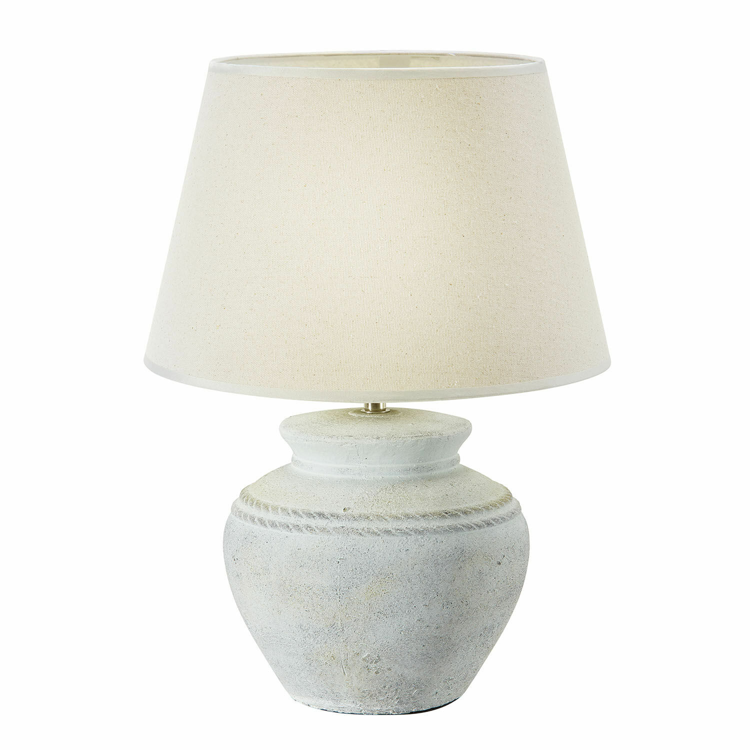 bianco antico Lampada da tavolo Cleveland in ceramica bianca con paralume crema, illuminazione decorativa
