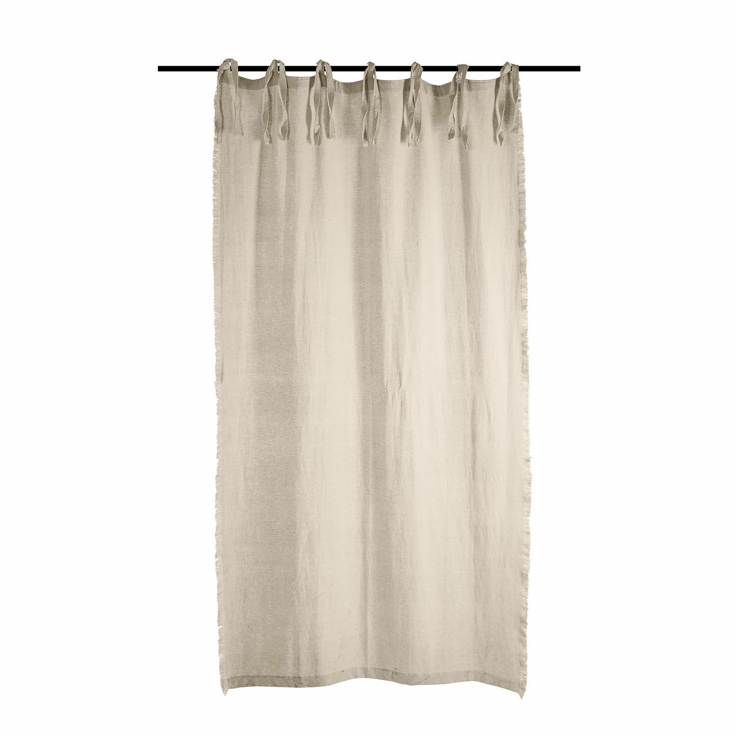 Tenda Sereneth Tenda beige in lino con nastri annodati, tessuto naturale e decorativo per interni