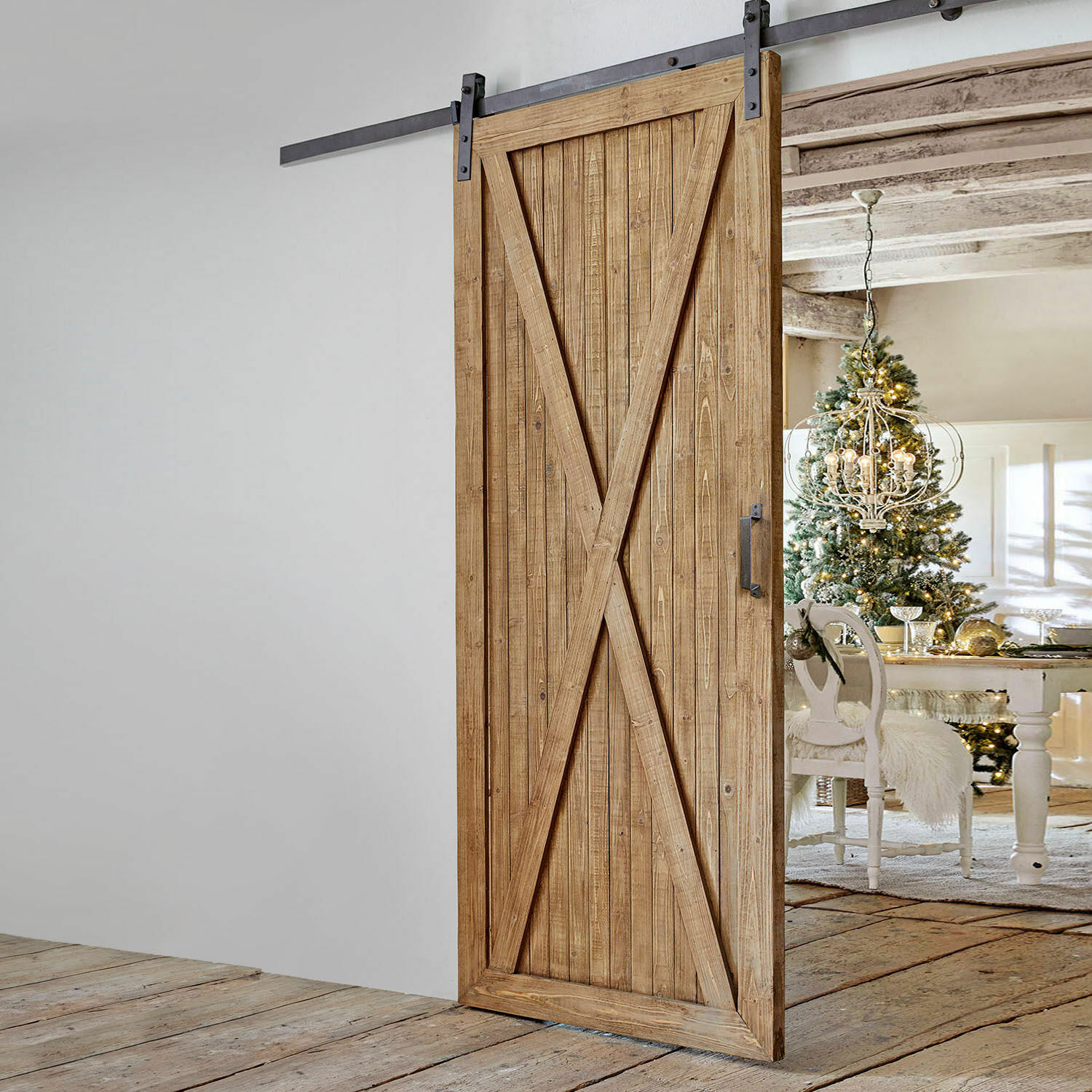 Porta scorrevole Conca Porta scorrevole in legno naturale stile rustico, ideale per interni vintage accoglienti