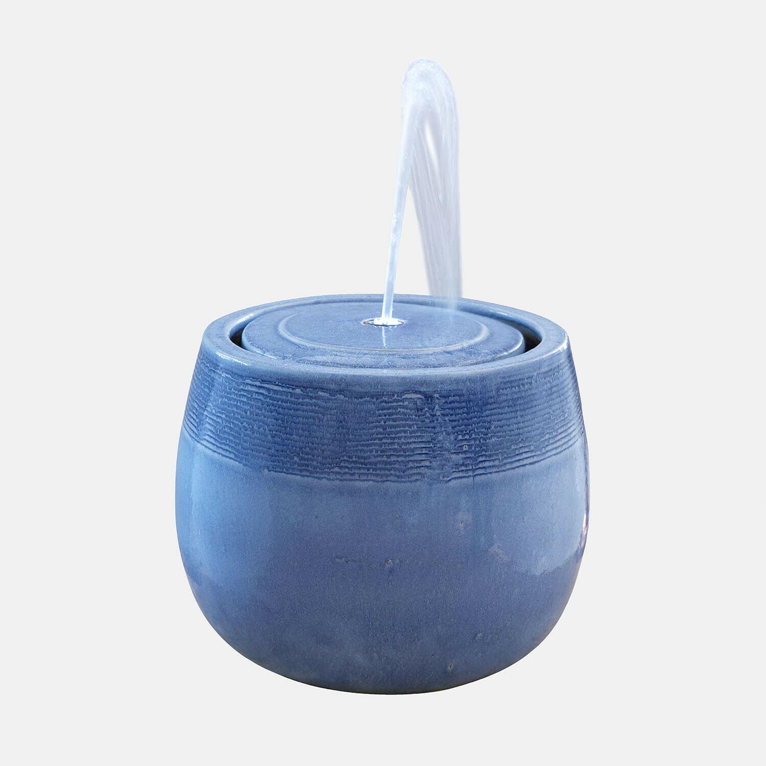 Fontana Seravia Fontana in ceramica blu con getto d'acqua centrale, decorazione da giardino elegante