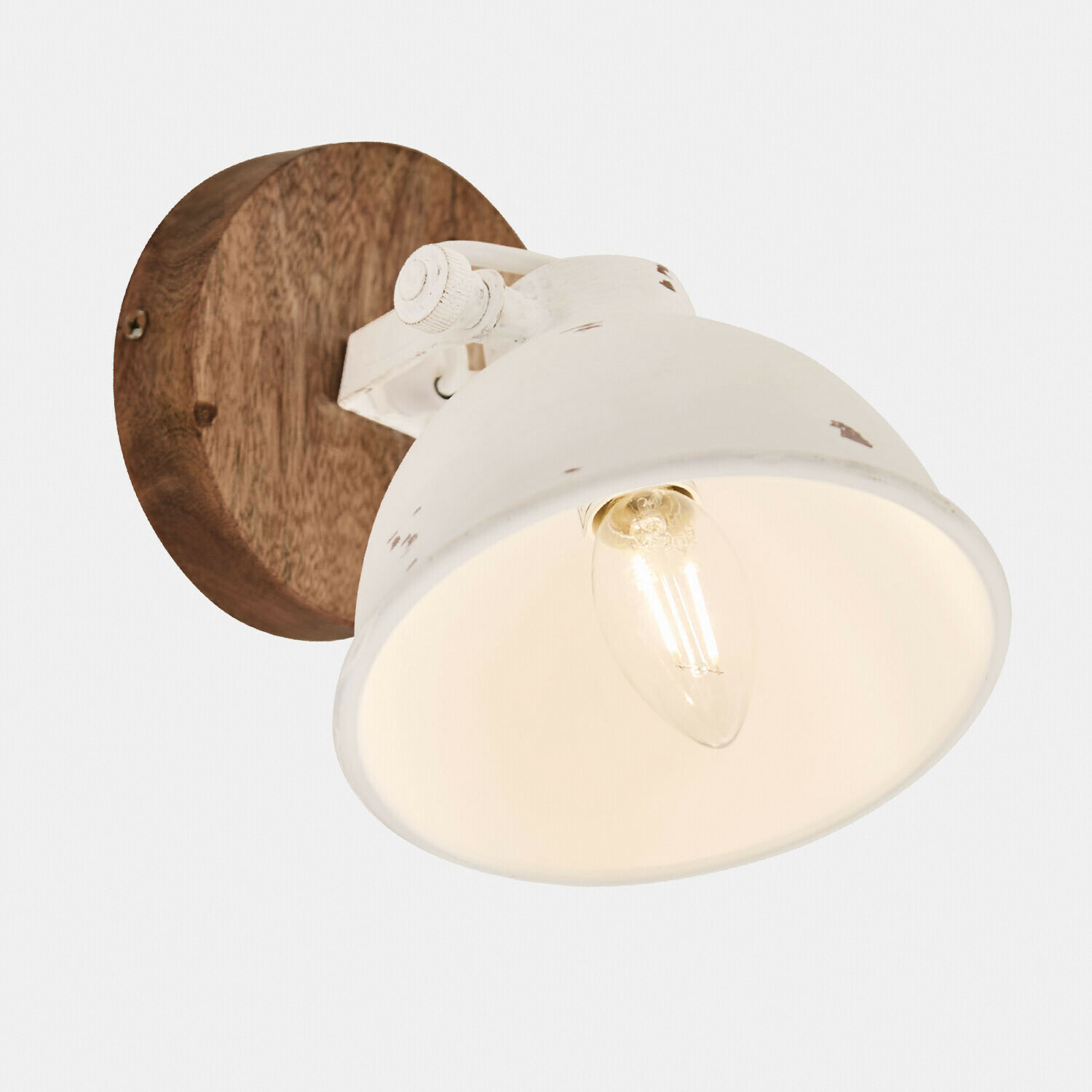 bianco antico/marrone Applique da parete Ball in legno e metallo bianco antico, lampada decorativa per interni