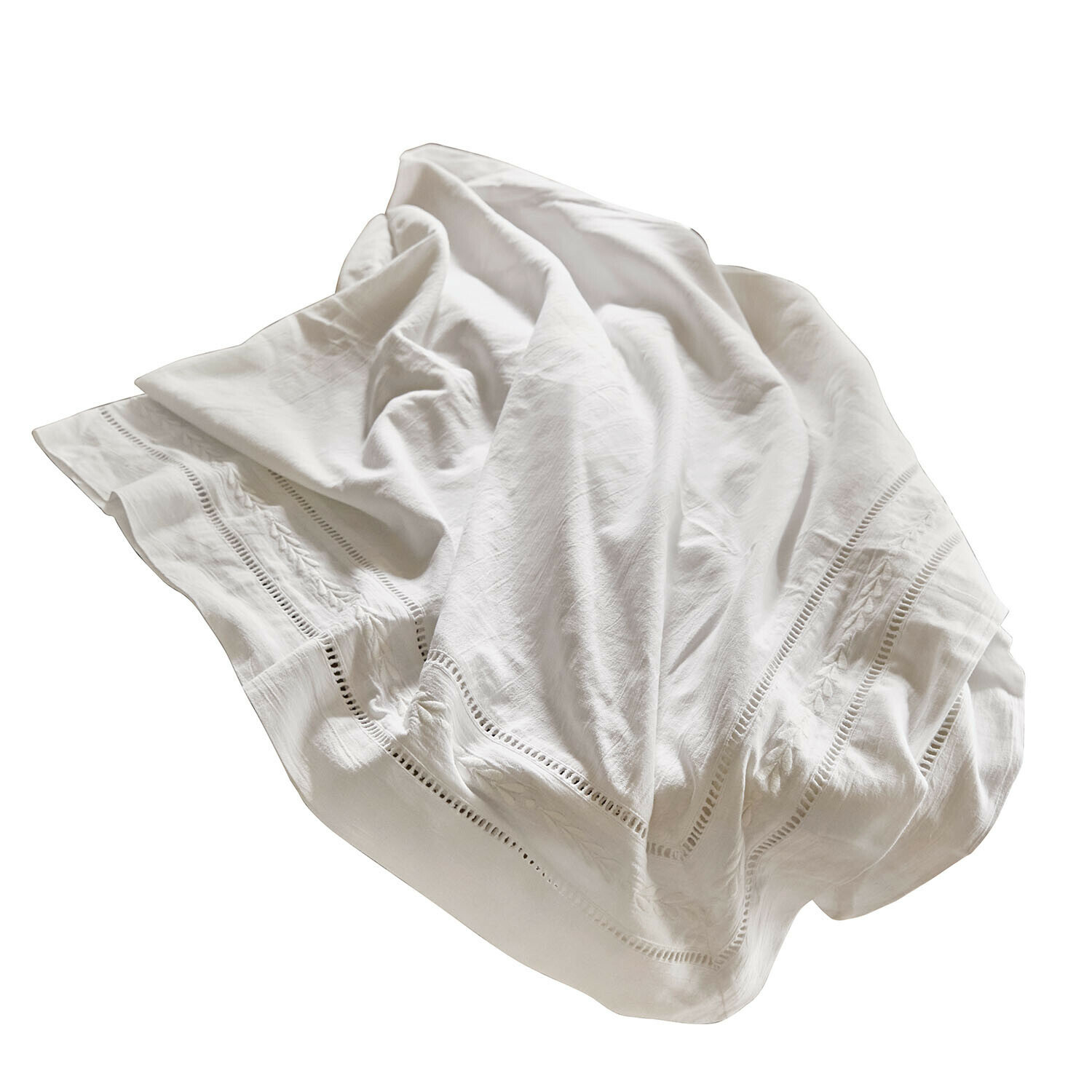 Runner da tavolo Ellingford Coperta in lino bianco con ricami delicati e inserti traforati, tessuto morbido e leggero per camera