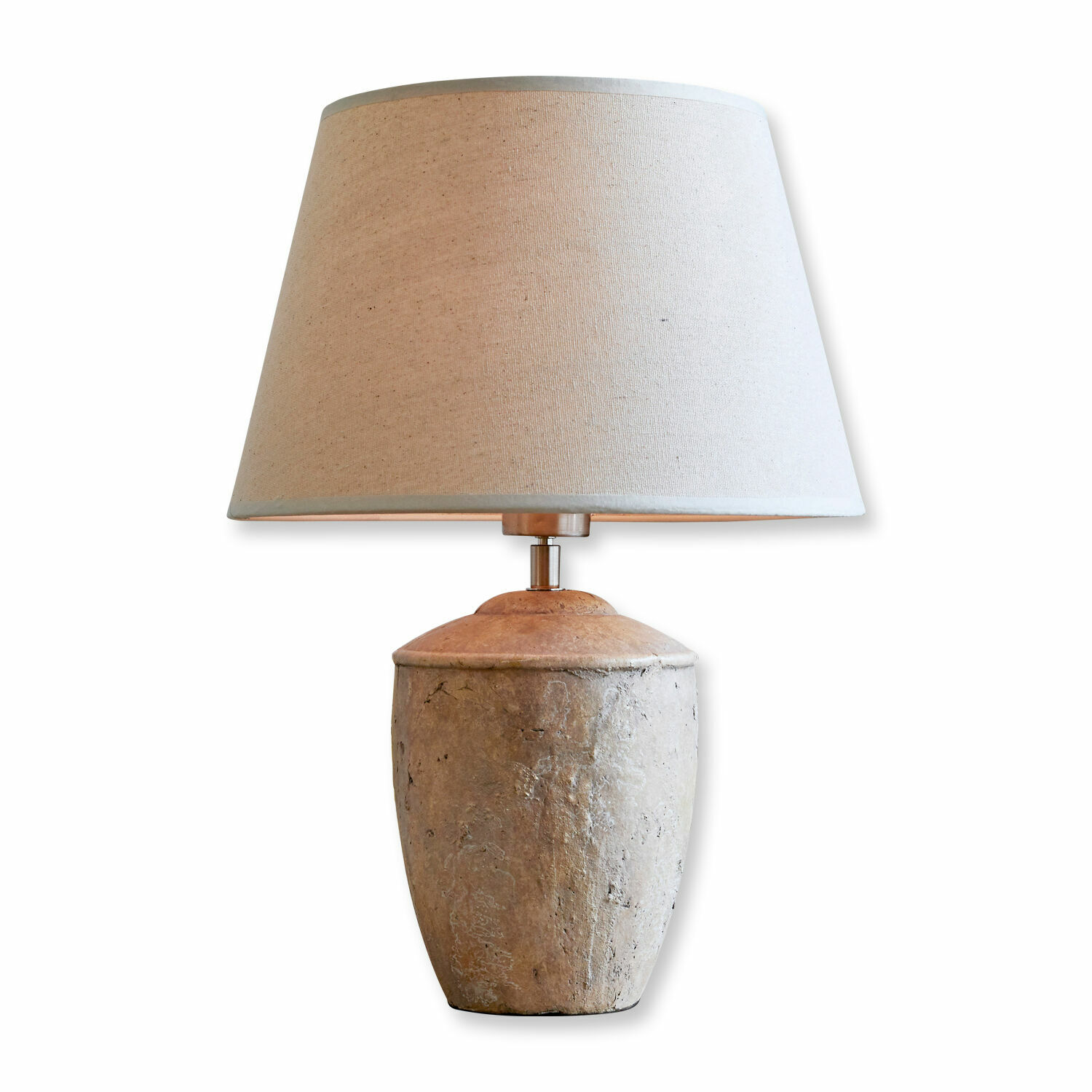 Lampada da tavolo Verfaille Lampada da tavolo con paralume beige e base in pietra color naturale, illuminazione d'interni