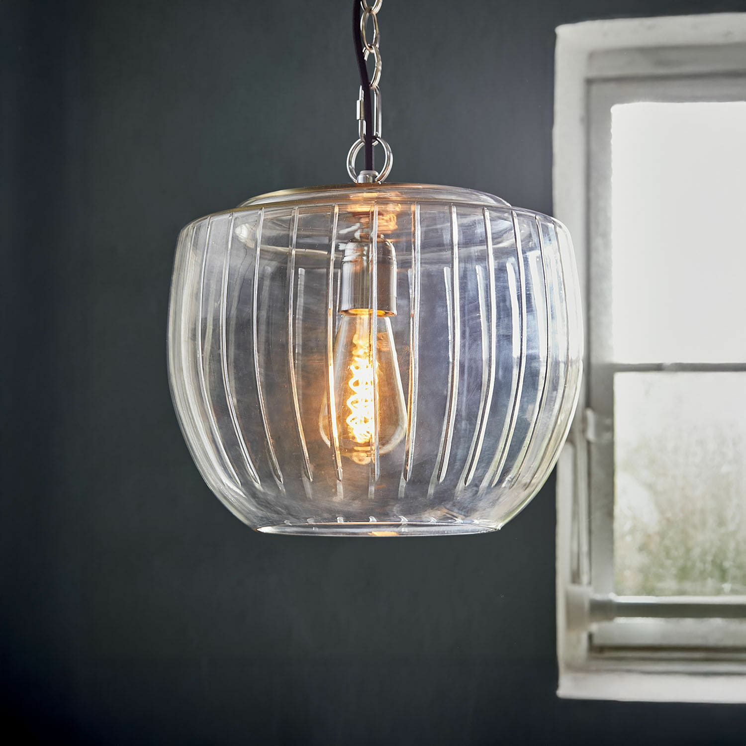 Lampada a sospensione Aubrelle Lampada a sospensione in vetro trasparente con lampadina decorativa, illuminazione moderna