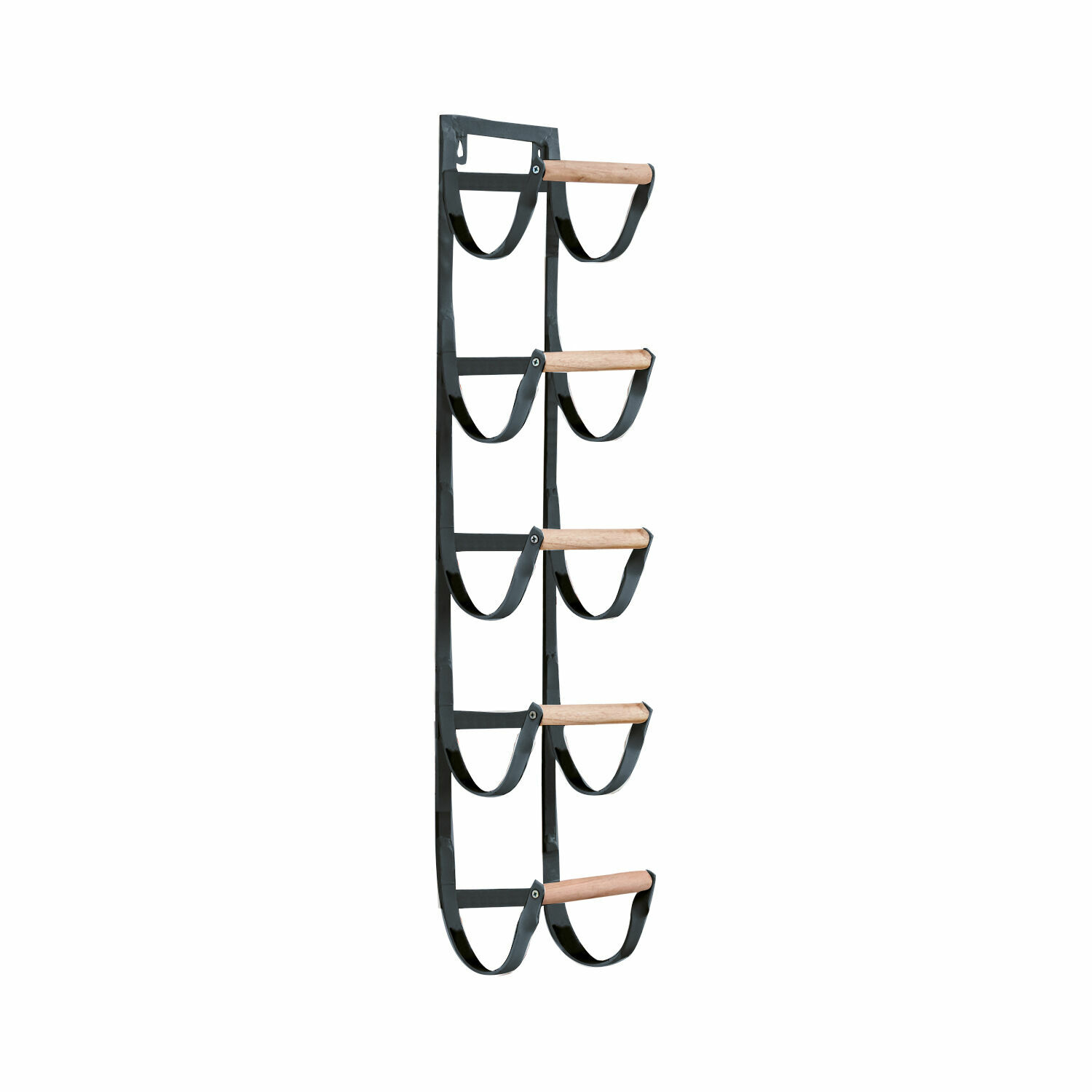 nero Organizer da parete Utica nero in metallo con manici in legno per scarpe