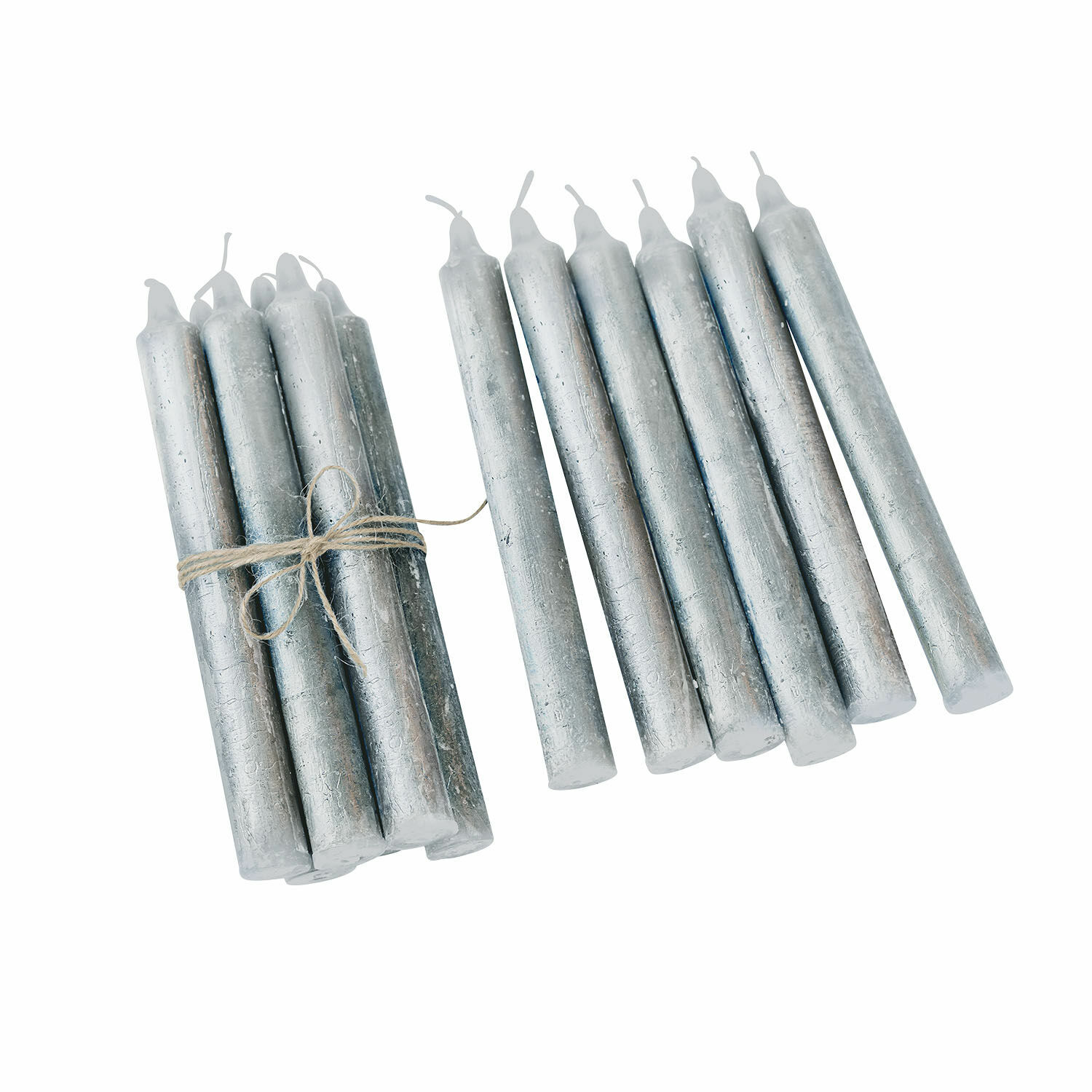 argento Set da 12 candele Bauceau argento in cera naturale, decorazione elegante per interni.