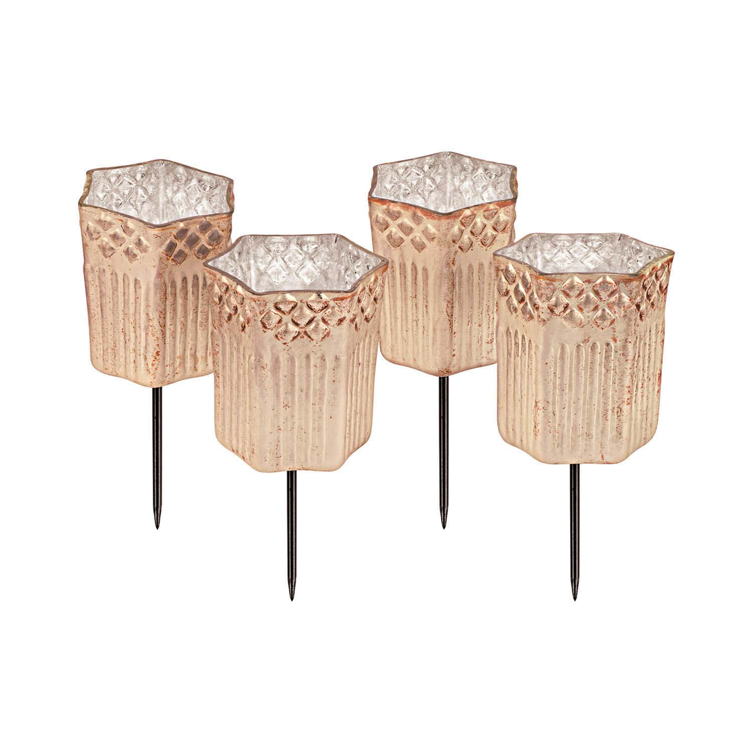 Set di 4 portacandeline con supporto Fontain