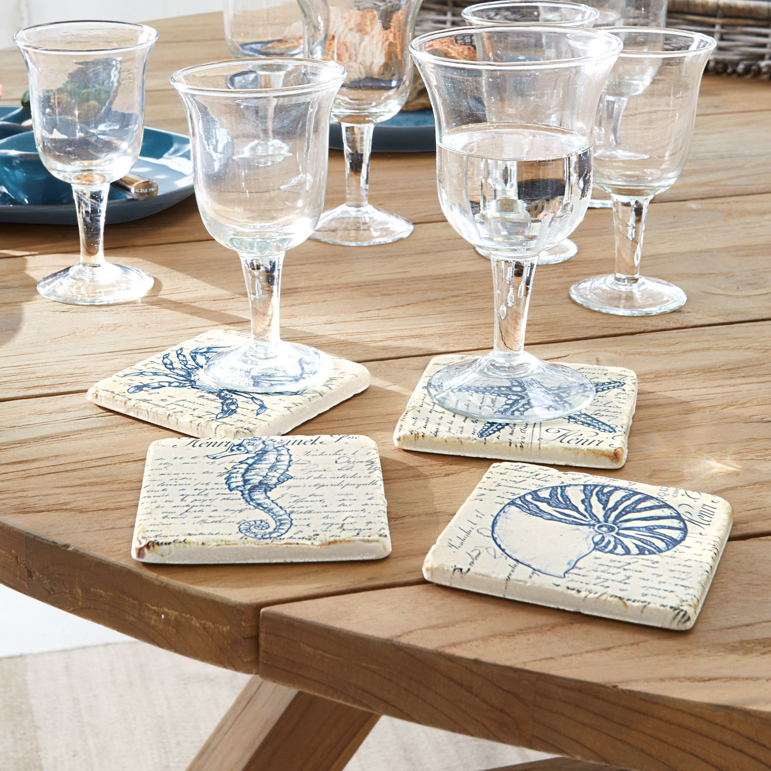 Set di 4 sottobicchieri Faune Marine