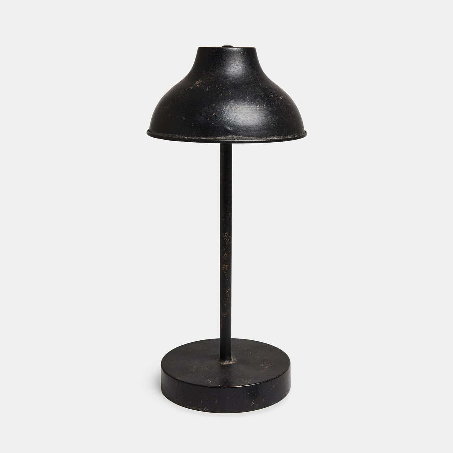 Lampada da tavolo a LED ricaricabile Henvique Lampada da tavolo nera in metallo con base rotonda e paralume vintage per illuminazione interna