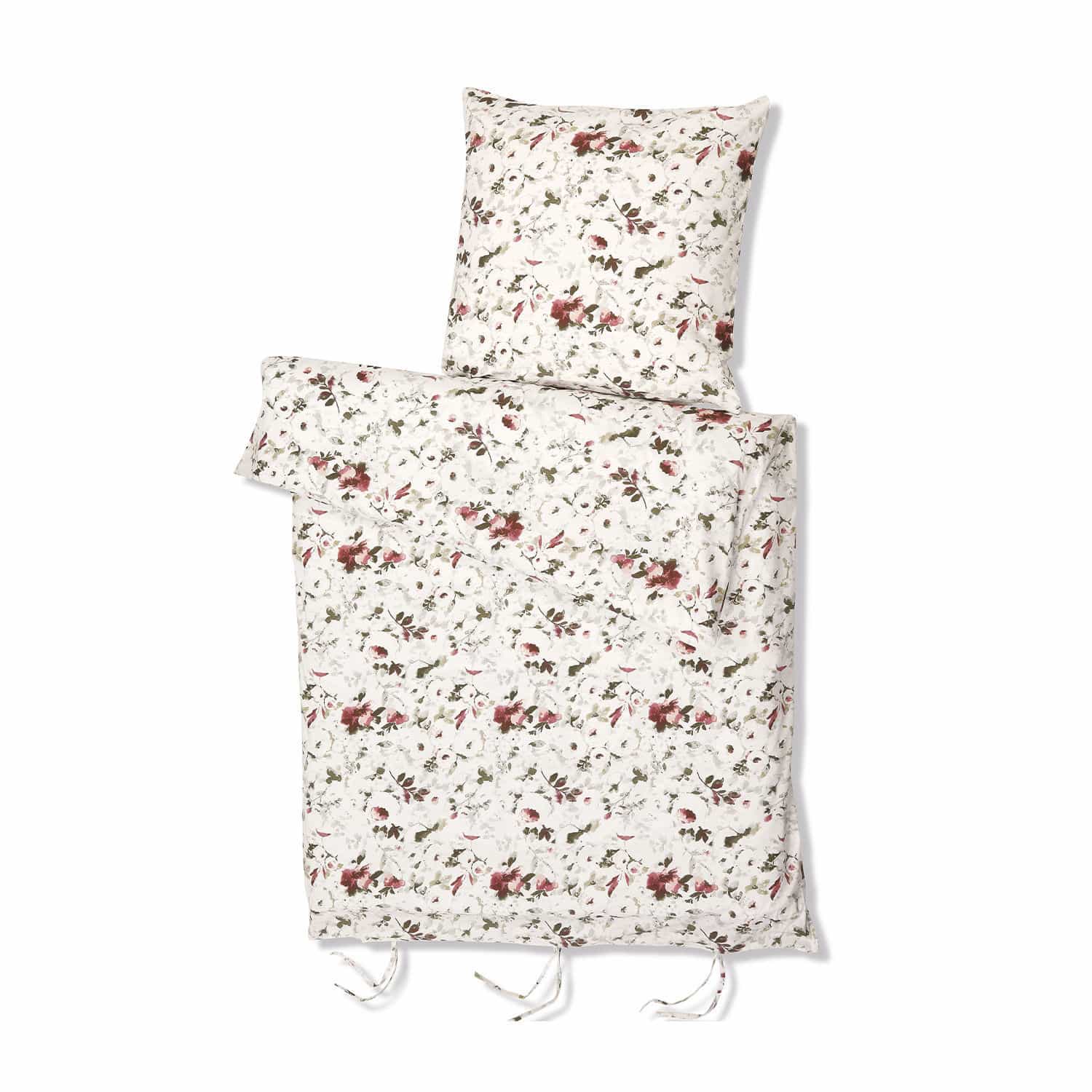 Biancheria da letto Gryphia in cotone colorato con motivo floreale e lacci inferiori
