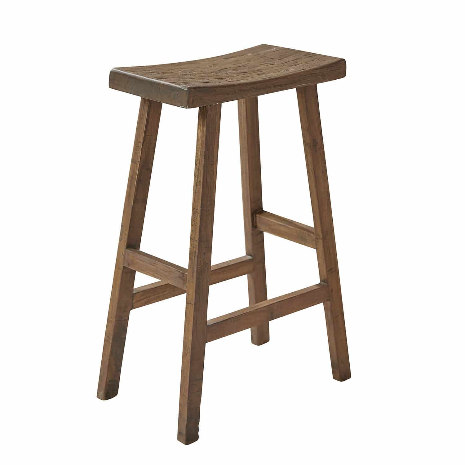 Sgabello Nael Sgabello in legno marrone dal design semplice, ideale per cucina o bar, mobile rustico