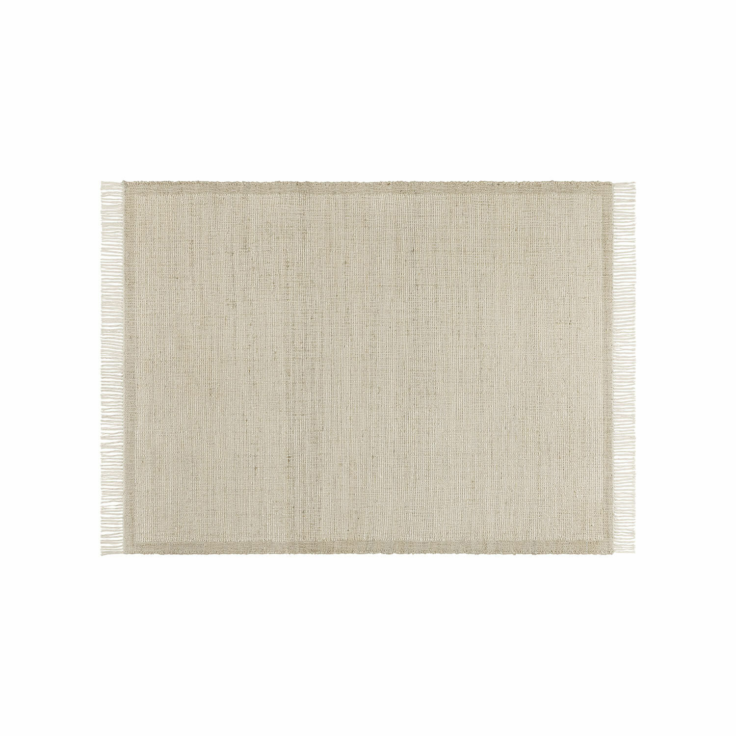 Tappeto Placidia Tappeto beige con frange in materiale naturale, design semplice per interni moderni