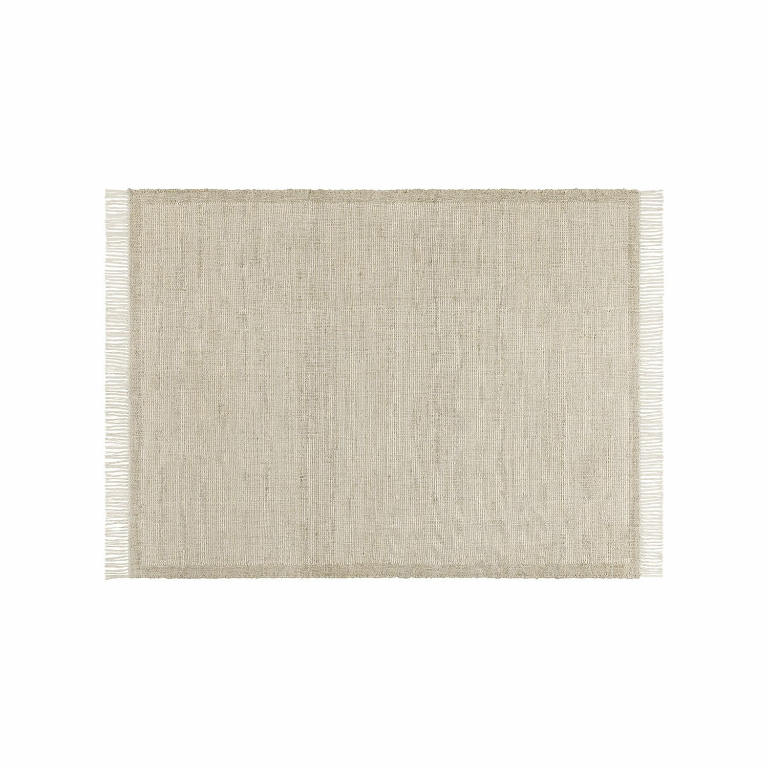 Tappeto Placidia Tappeto beige con frange in materiale naturale, design semplice per interni moderni