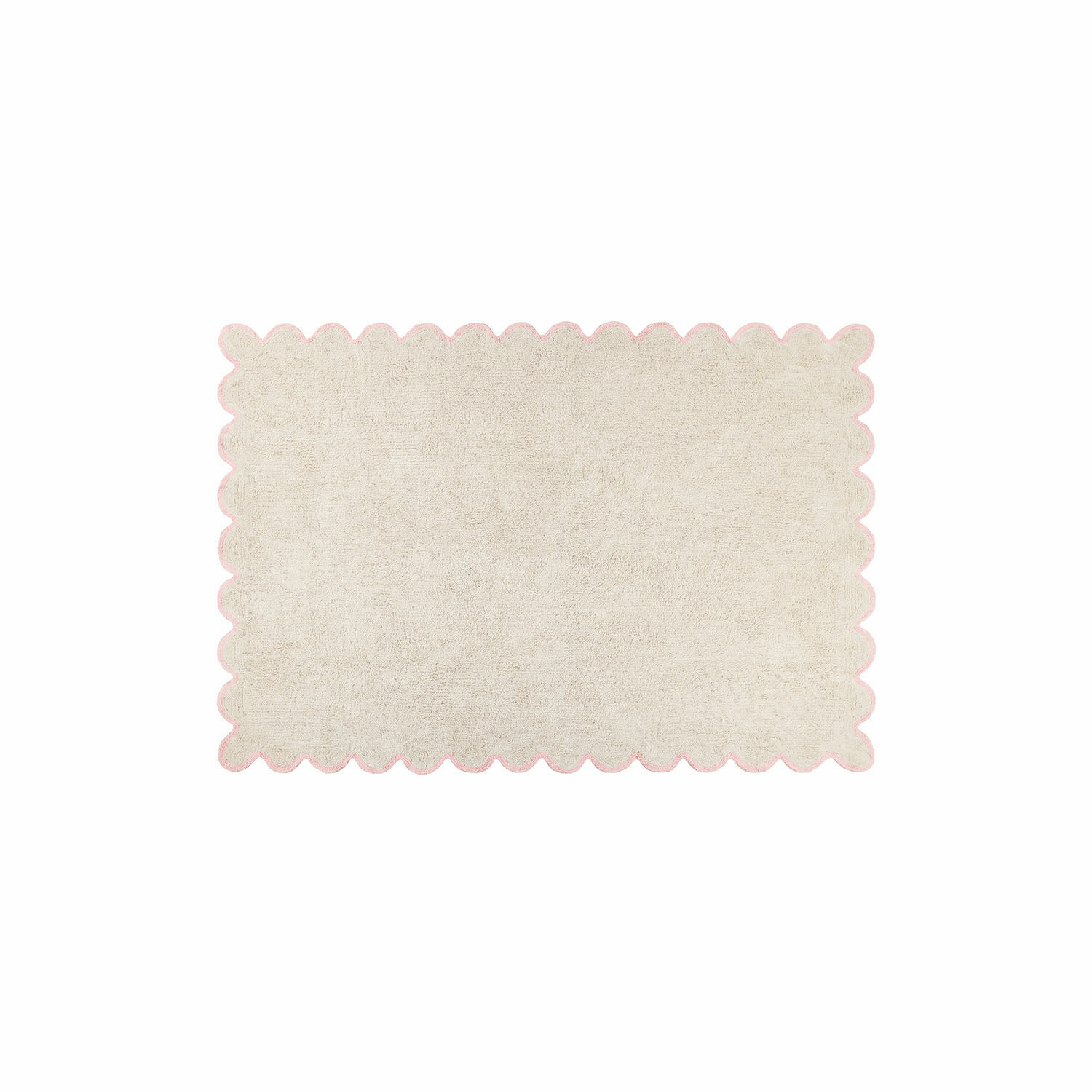 Tappeto Fenvara Tappetino da bagno beige con bordo rosa ondulato, materiale morbido, ideale per bagno
