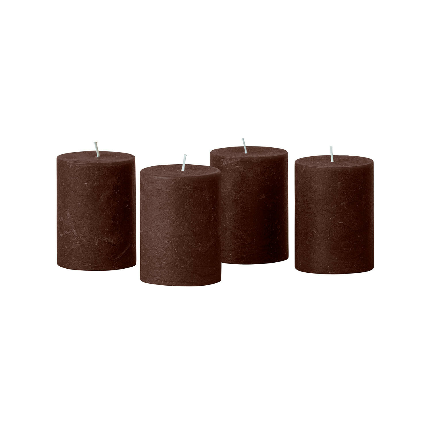 marrone scuro Set da 4 candele Virrans marrone scuro, candele decorative cilindriche per casa