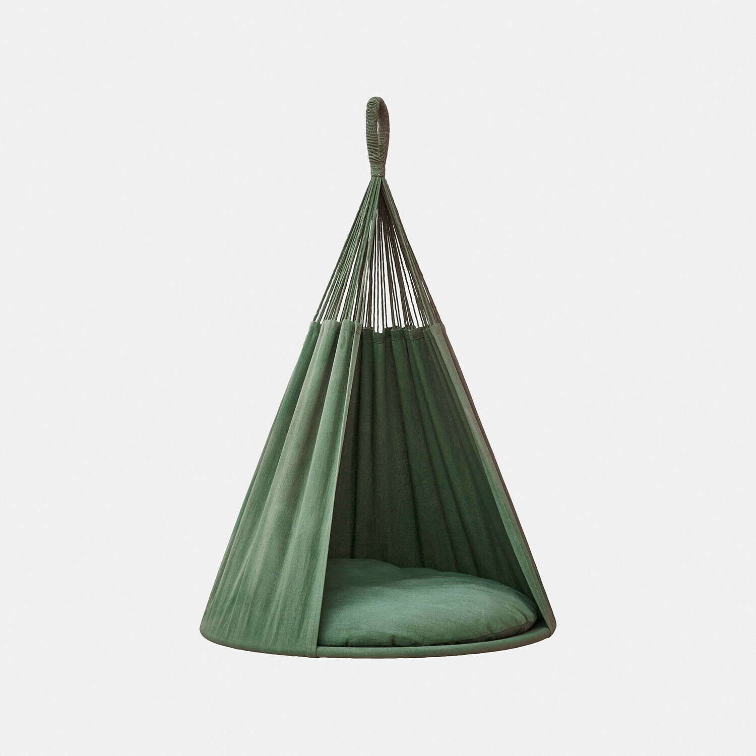 verde Sedia sospesa per bambini Pixiboo verde in tessuto con cuscino comodo, ideale per la cameretta