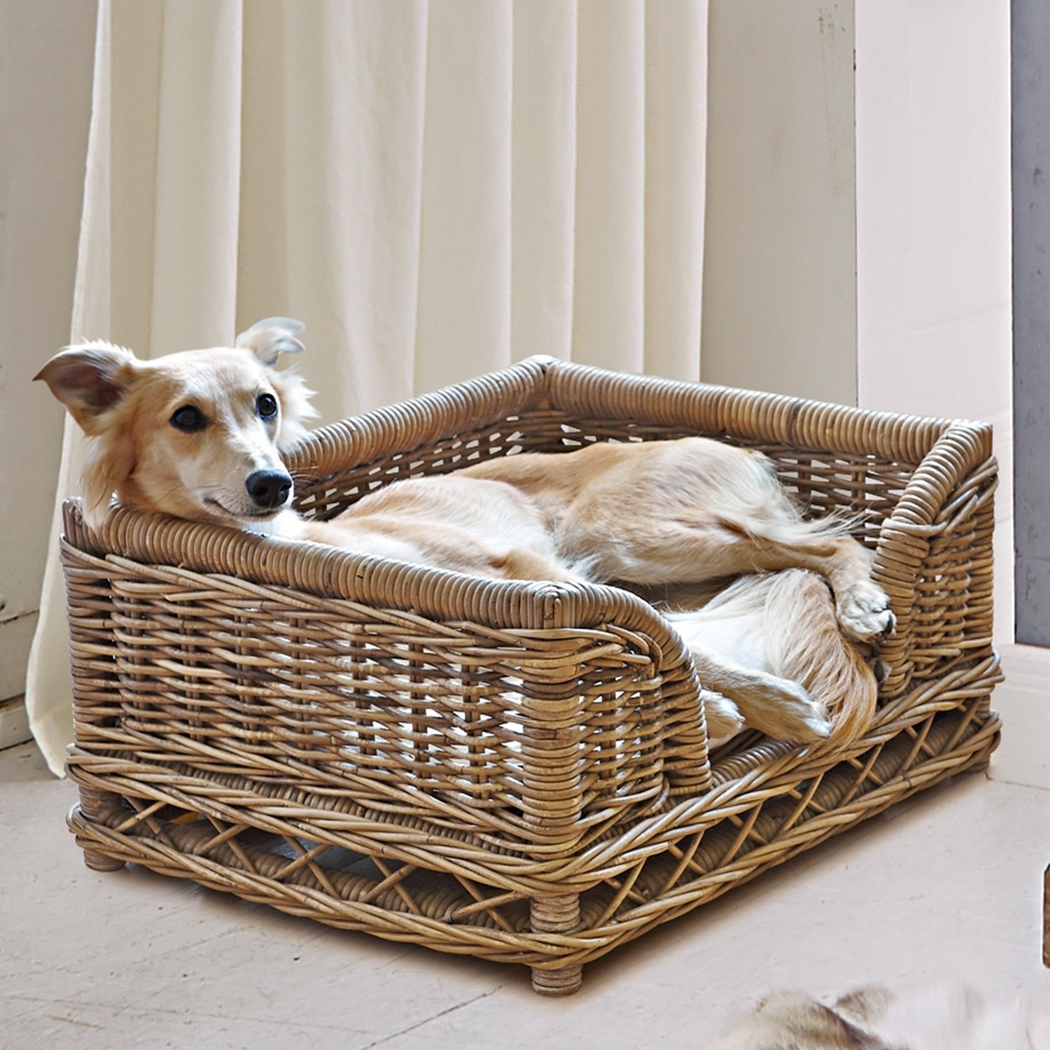 Cesta per cani Gorron Cesto in vimini naturale marrone chiaro per cane, comodo letto per animali domestici